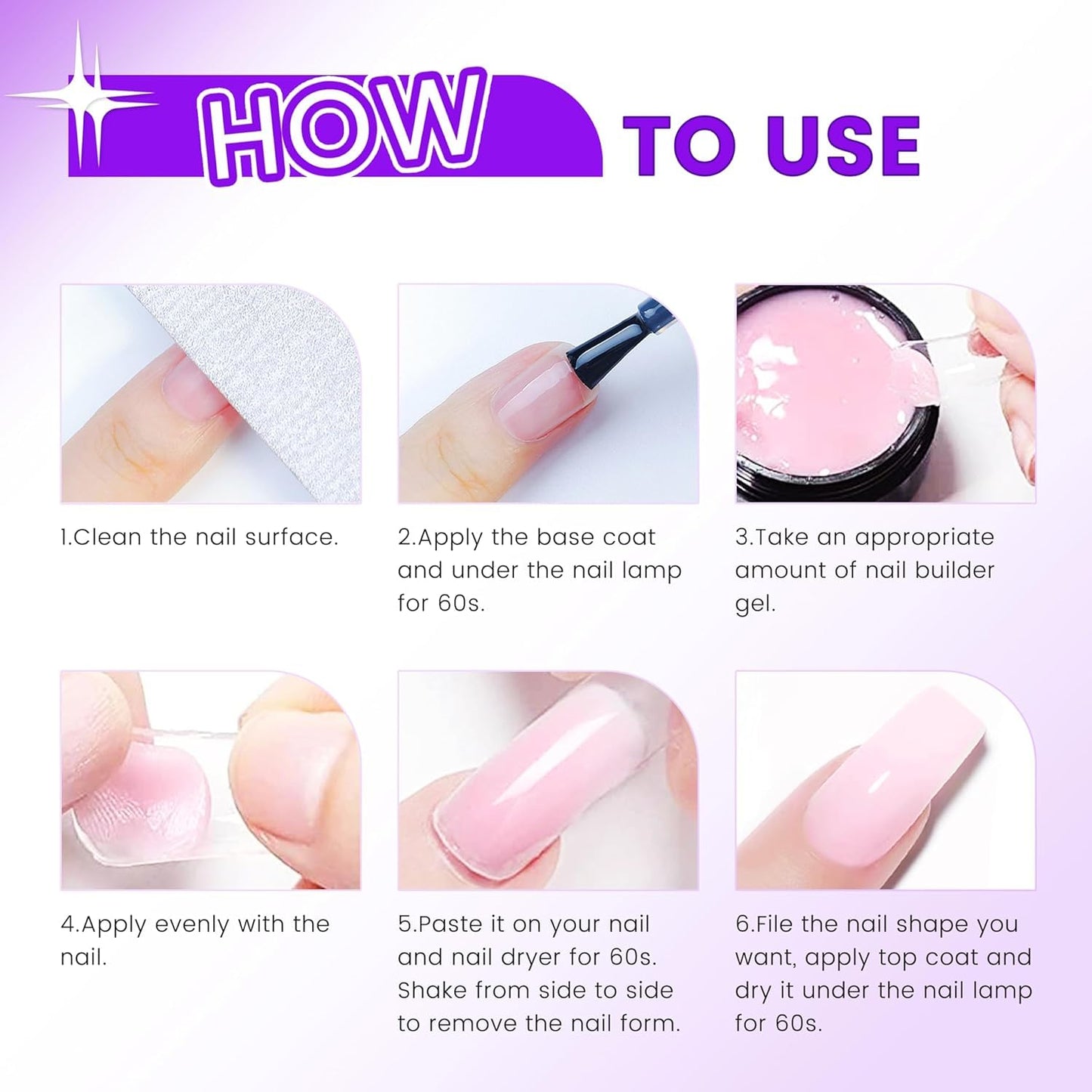 AIJIMEI Solid Builder Gel Kit With Manicure Tools for Nails 15ML 4IN1 Nail Extension Gel UV & LED for Long-Lasting Nail Extension Glue for Nails Manicure DIY at Home (SOLID-GEL-A7)