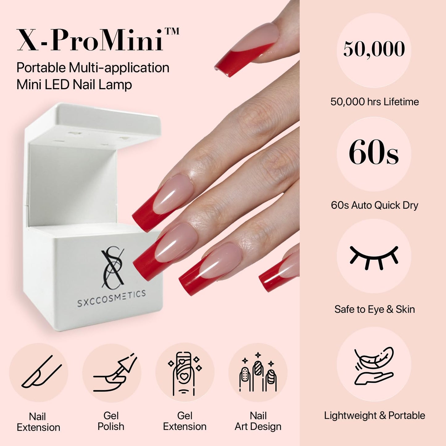 SXC Cosmetics French Tip Press On Nails β Red Series, Extra Short Square Fake Nails X-Pro Tips Starter Kit| 150PCS, 15 Sizes, 5 Styles, Beginner-Friendly