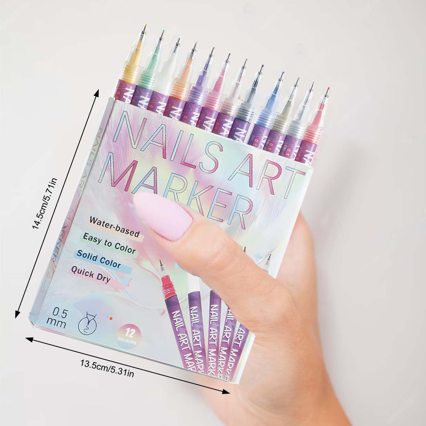 12 Colors Nail Art Pens for Painting Nails - DIY Acrylic Drawing, Dotting, Liner, Polishing, Graffiti, Detailing - for Home, Salon, and Gifts for Women