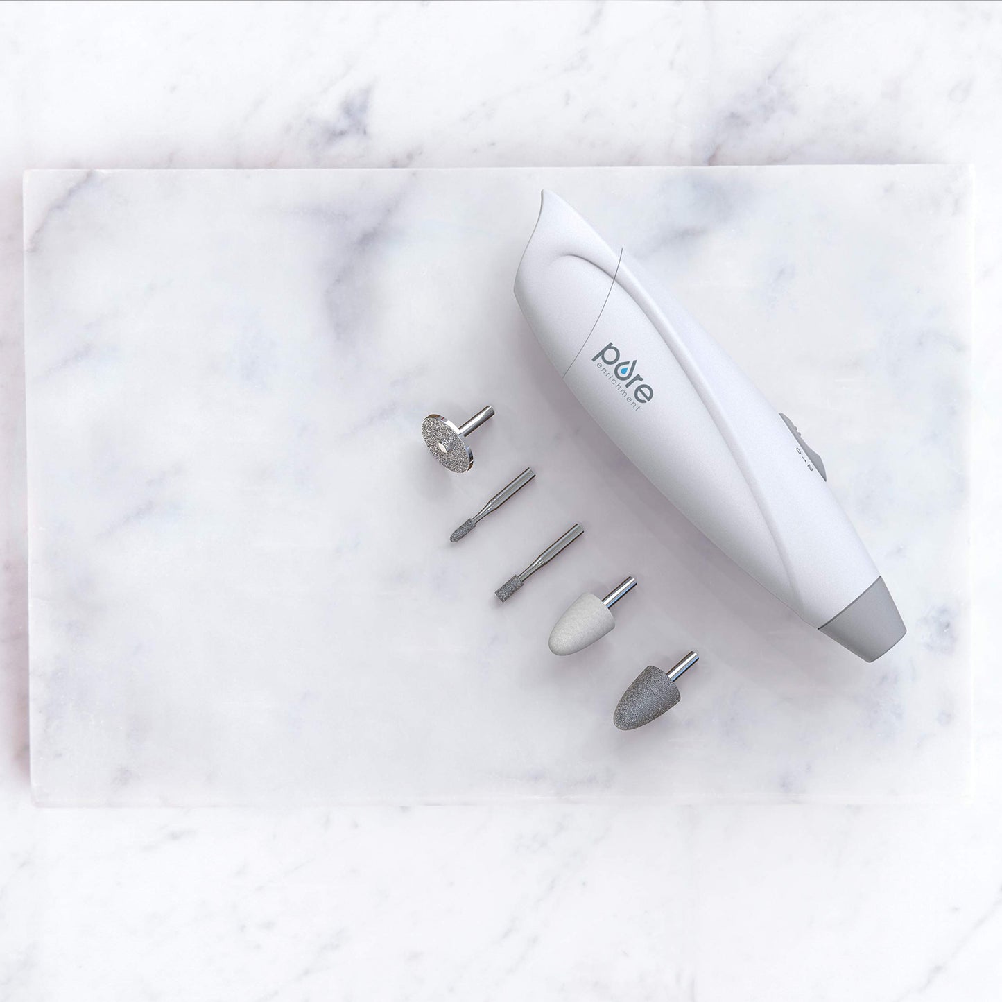 Pure Enrichment PureNails Express Cordless Manicure and Pedicure System - Portable, Battery-Powered Nail File with 5 Interchangeable Attachments, 2 Speeds and Storage Bag - Ideal for Travel & Home