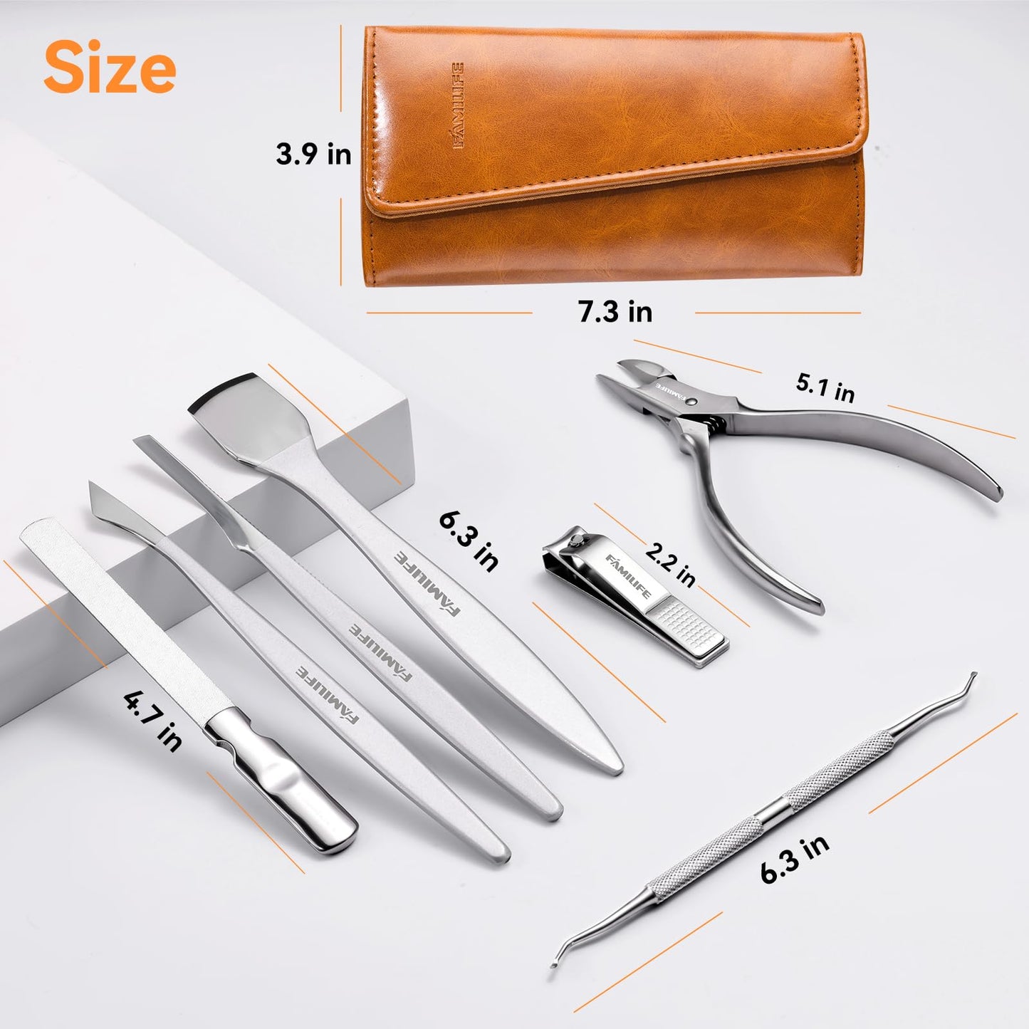 Famlife 7-Piece Professional Pedicure Kit with Toenail Scissors Cuticle Trimmer Nail File Pedicure Knife Blade,Stainless Steel Tools Ingrown Toenail Removal Kit for Nail Care