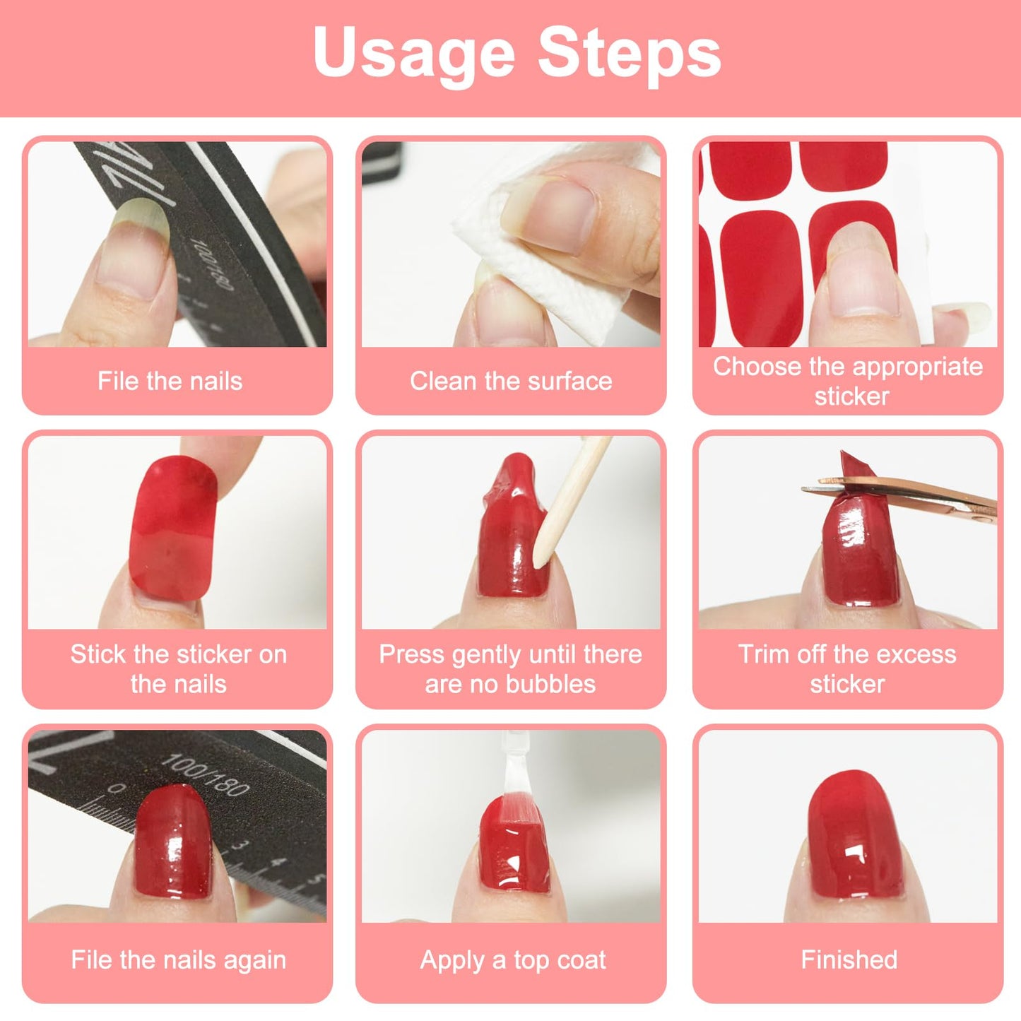 DANNEASY 336PCS/24 Sheets Nail Polish Strips - Dark Solid Color Gel Nail Stickers Full Nail Wraps UV Free | Easy to Stick | Adhesive Sticker Nails for Women with 1 File, 1 Cuticle Stick