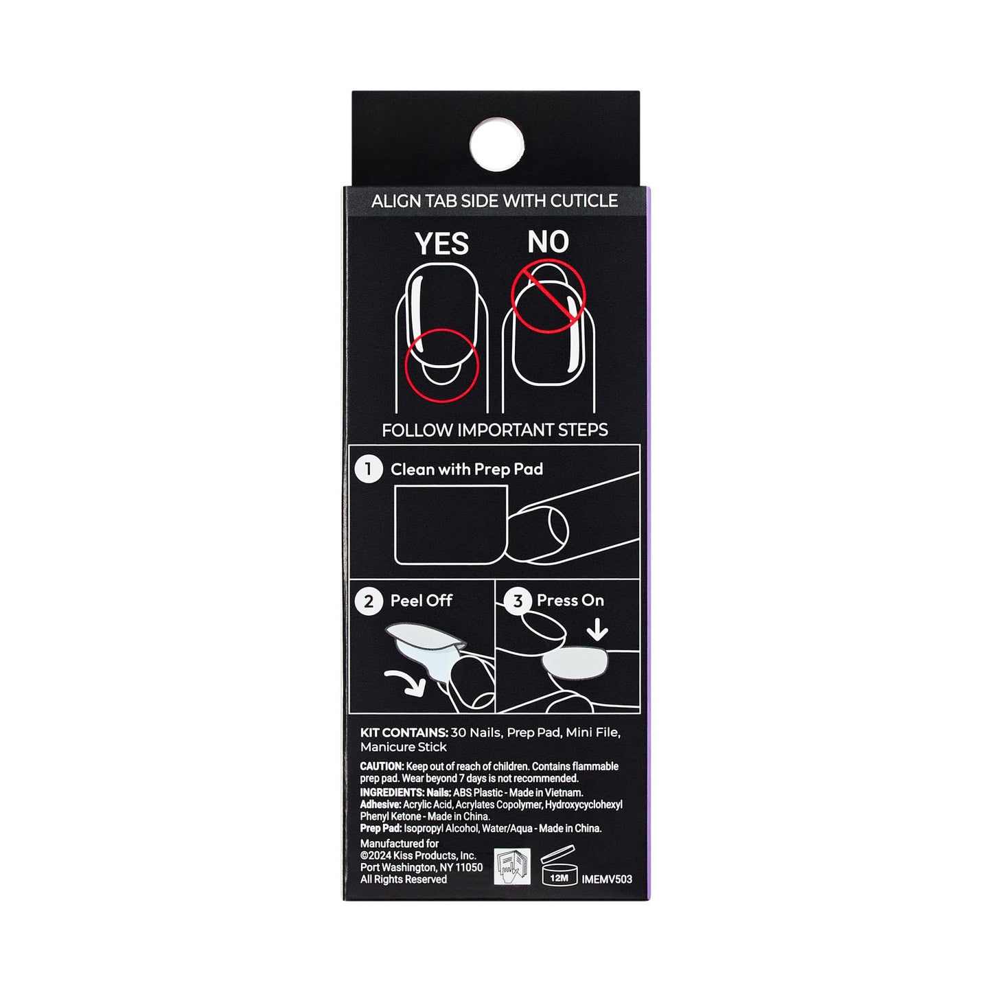 Kiss Impress Premium Press On Nails, Style ‘Portal’, Purple, Medium Coffin, No Separate Tabs, Nail Kit Contains 30 Fake Nails, Prep Pad, Mini Nail File, and Manicure Stick