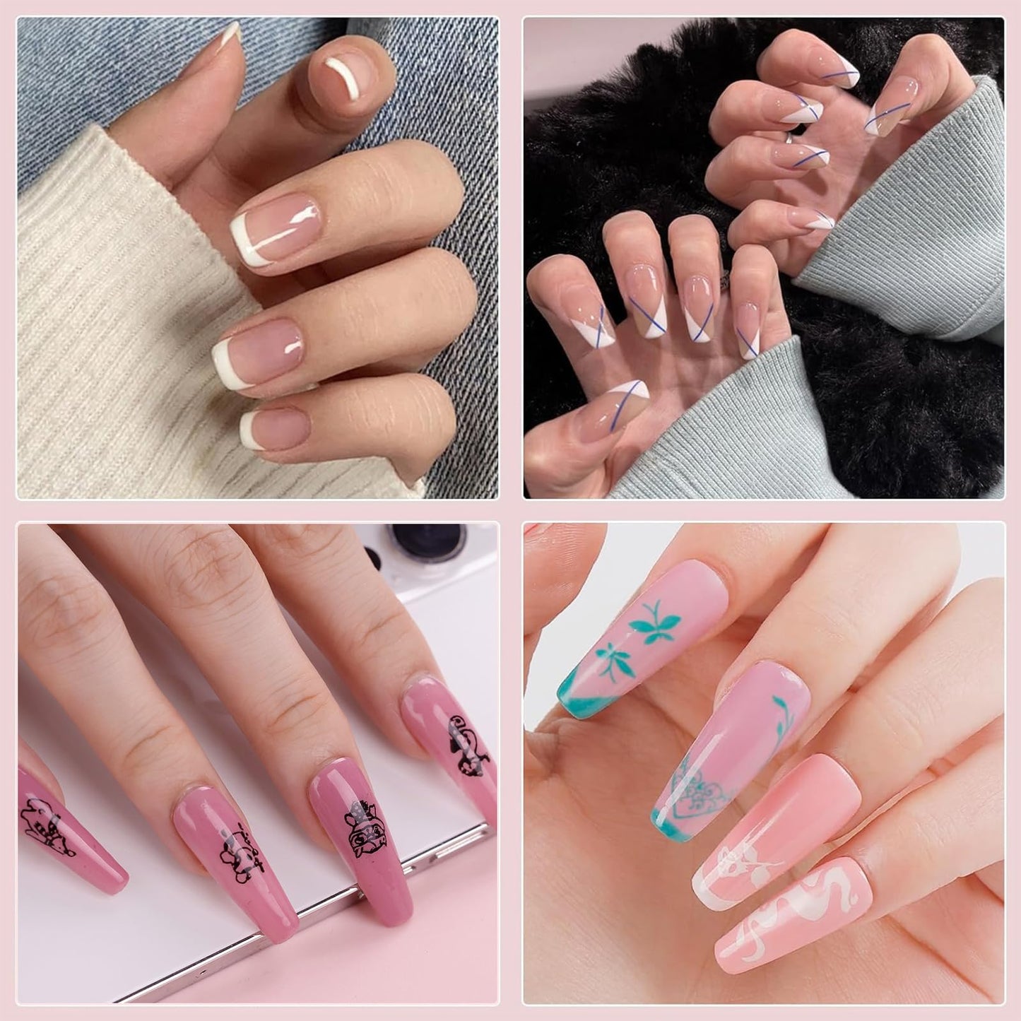 Biutee Nail Art Stamping Plates Set 10PCS French Line Stamp Templates, Nail Stamping Kit with Silicone Nail Stamper for DIY Print Manicure Salon Design Gift In Home