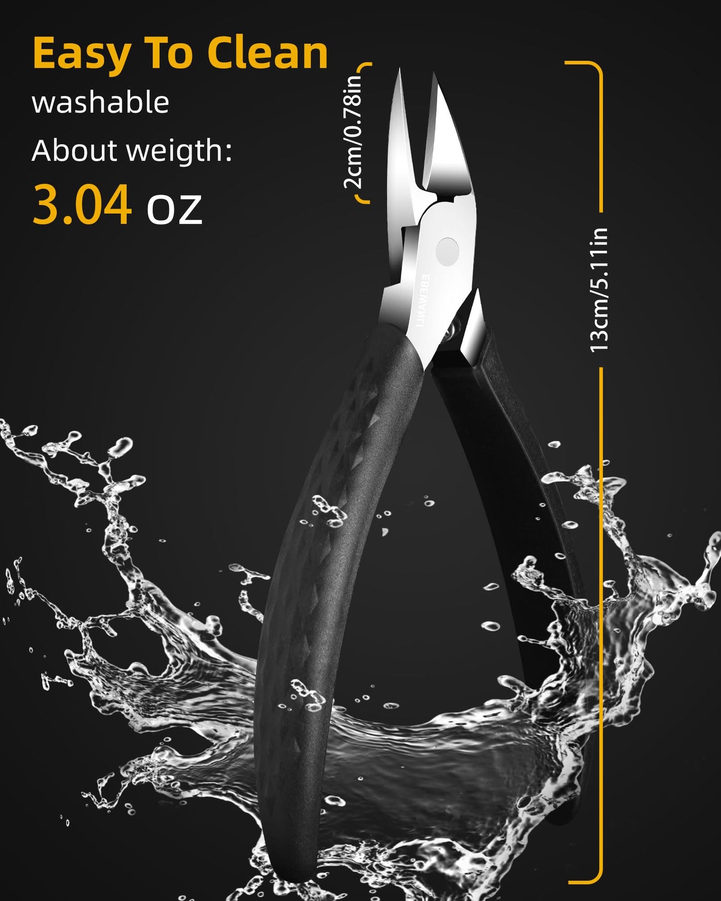 EBEWANLI Straight Nail Clipper, Heavy Duty Straight Toenail Clippers for Thick Toenails or Ingrown, Stainless Steels Toe Nail Nipper Cutter with Non-Slip Handle for Seniors, Men, Women