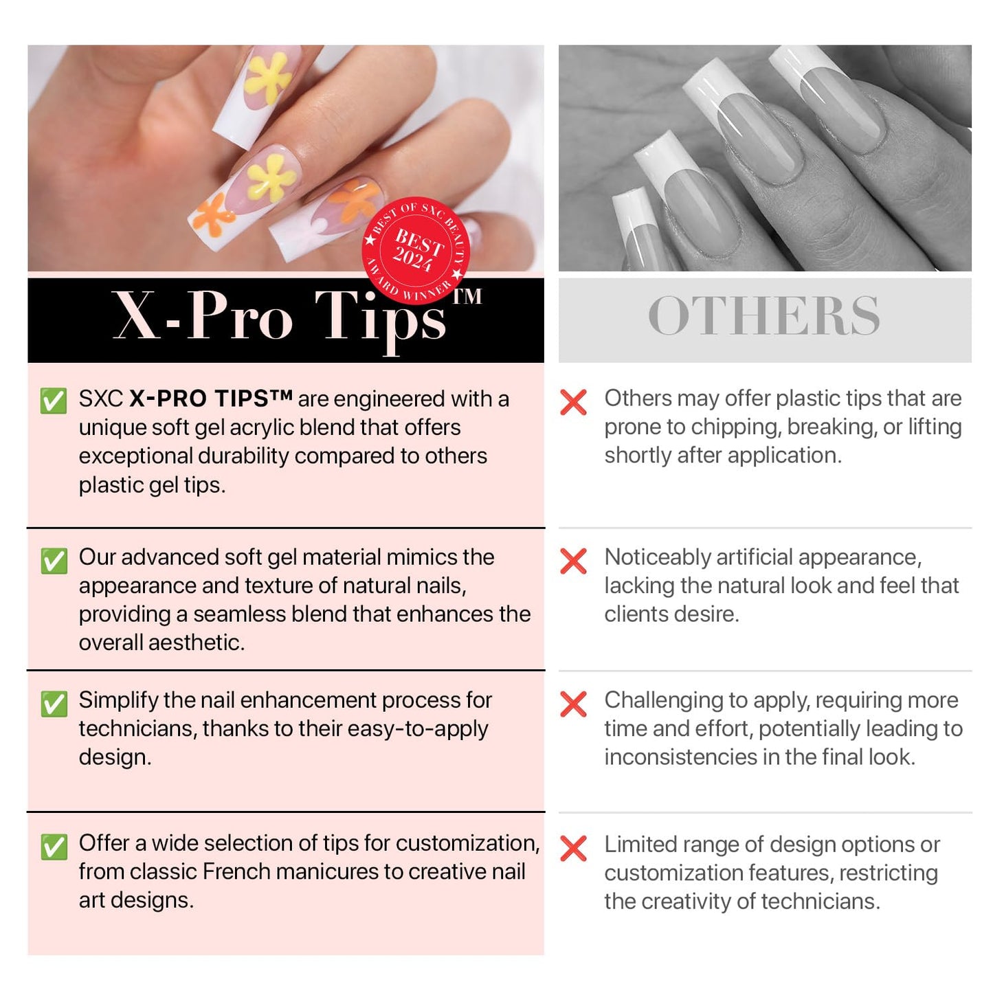 SXC Cosmetics X-Pro Tips French Tip Press On Nails - Bright Pastel Glow in the Dark Series (GLOW119-S Coffin)