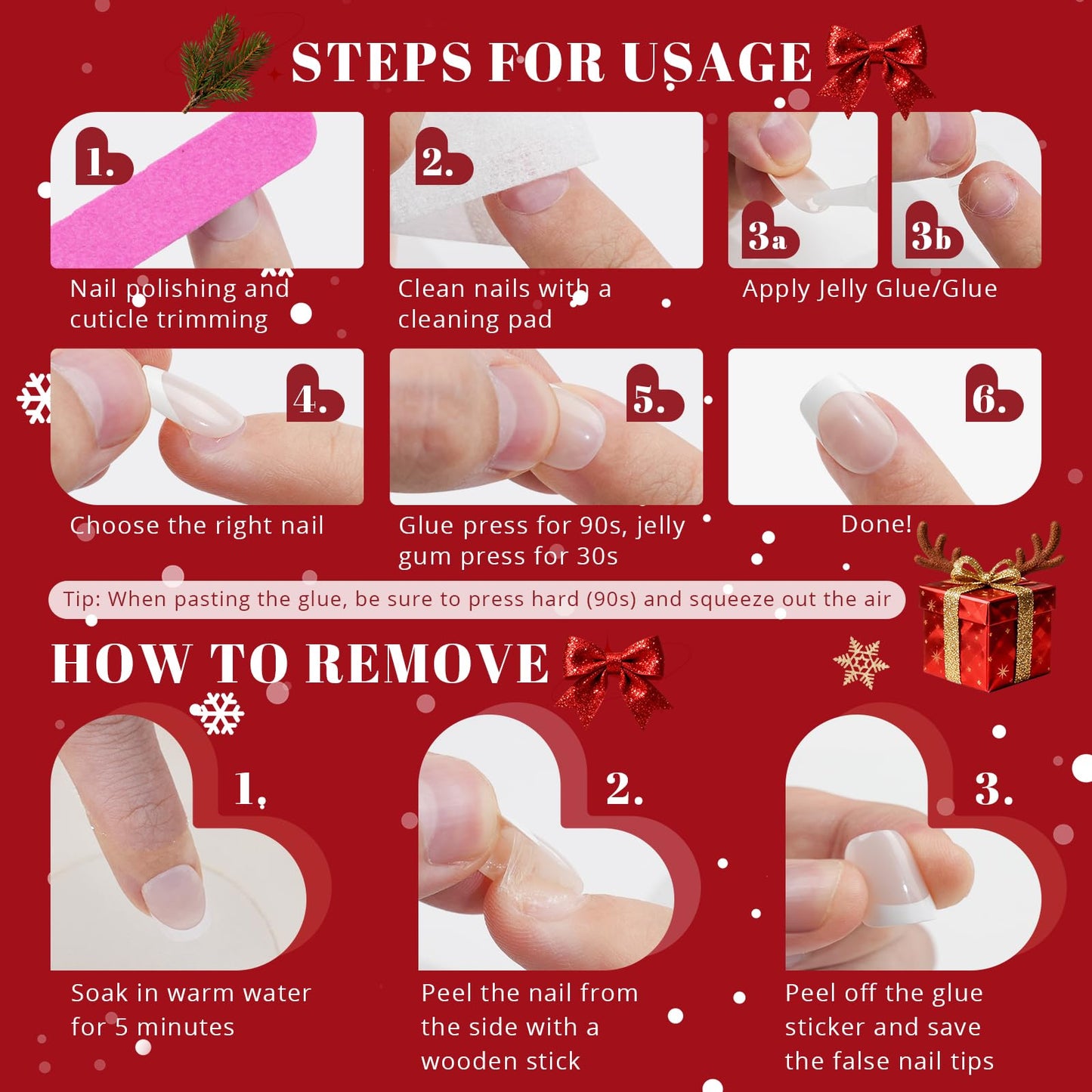 Christmas Press On Nails Almond - Jofay Fashion Red Cat Eye Press On Nails, Swirl Santa Hat Fake Nails with Glue for Women, Glossy Reusable Soft Gel Glue On Nails in 16 Sizes - 32 Stick On Nails Kit