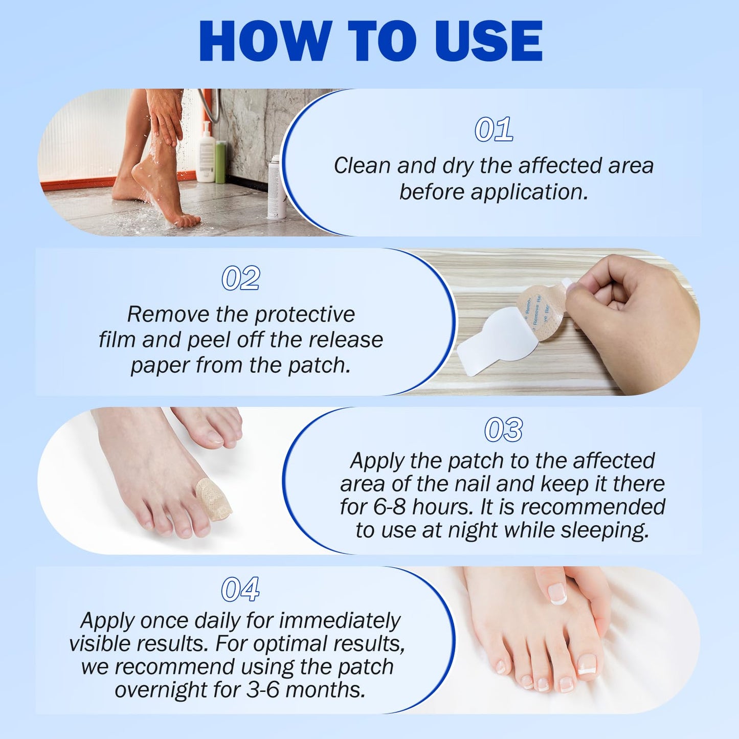 Nail Patches 21 PCS Toenail Treatment Extra Strength 8-Hour Fast Acting Repair Damaged Nails Overnight Nail Repair Effortless Hydrogel Nail Care Renewal for Men and Women