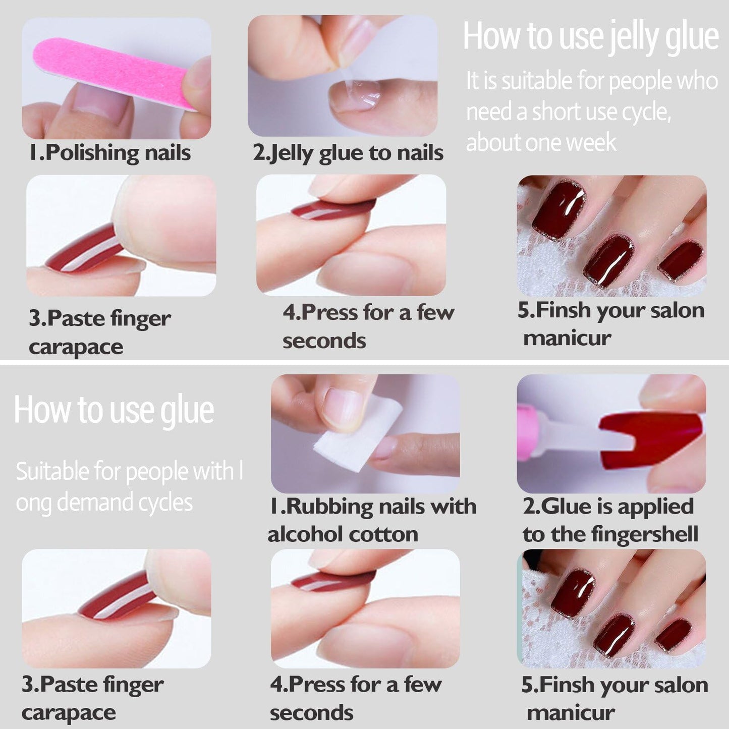 WAFOLOZE Black French Tip Press On Nails - Press On Nails Almond, Short Fake Nails with Nail Glue, Artificial Nails 16 Sizes - 32Pcs Reusable Soft Gel False Nails Tips Kit, Glue On Nails Short