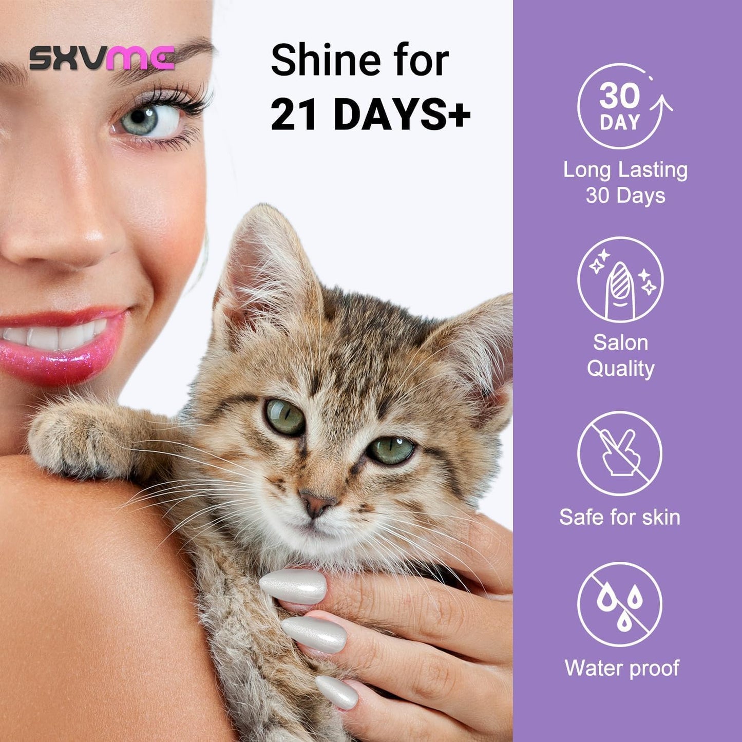 SXVME Cat Eye Dark Pink Press On Nails Medium Almond Shaped - 30 Pcs Stiletto Fake Nails Acrylic Press ons, Natural Fit, Opaque Glitter Chrome Gel Nails Stick on, Soft Gel Glue on Nails for Women