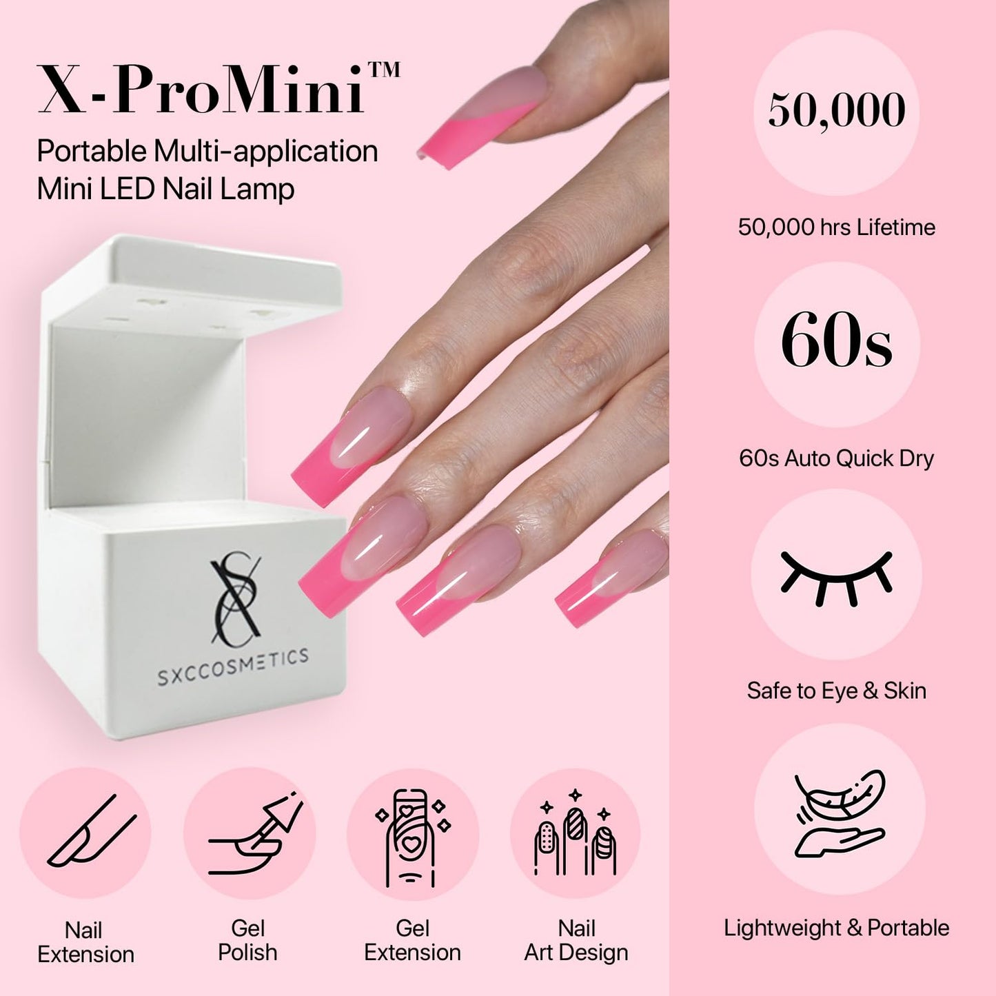 SXC Cosmetics French Tip Press On Nails β 5 Pink Series, Medium Square, X-Pro Tips Starter Kit | 150PCS, 15 Sizes, 5 Styles, Beginner-Friendly