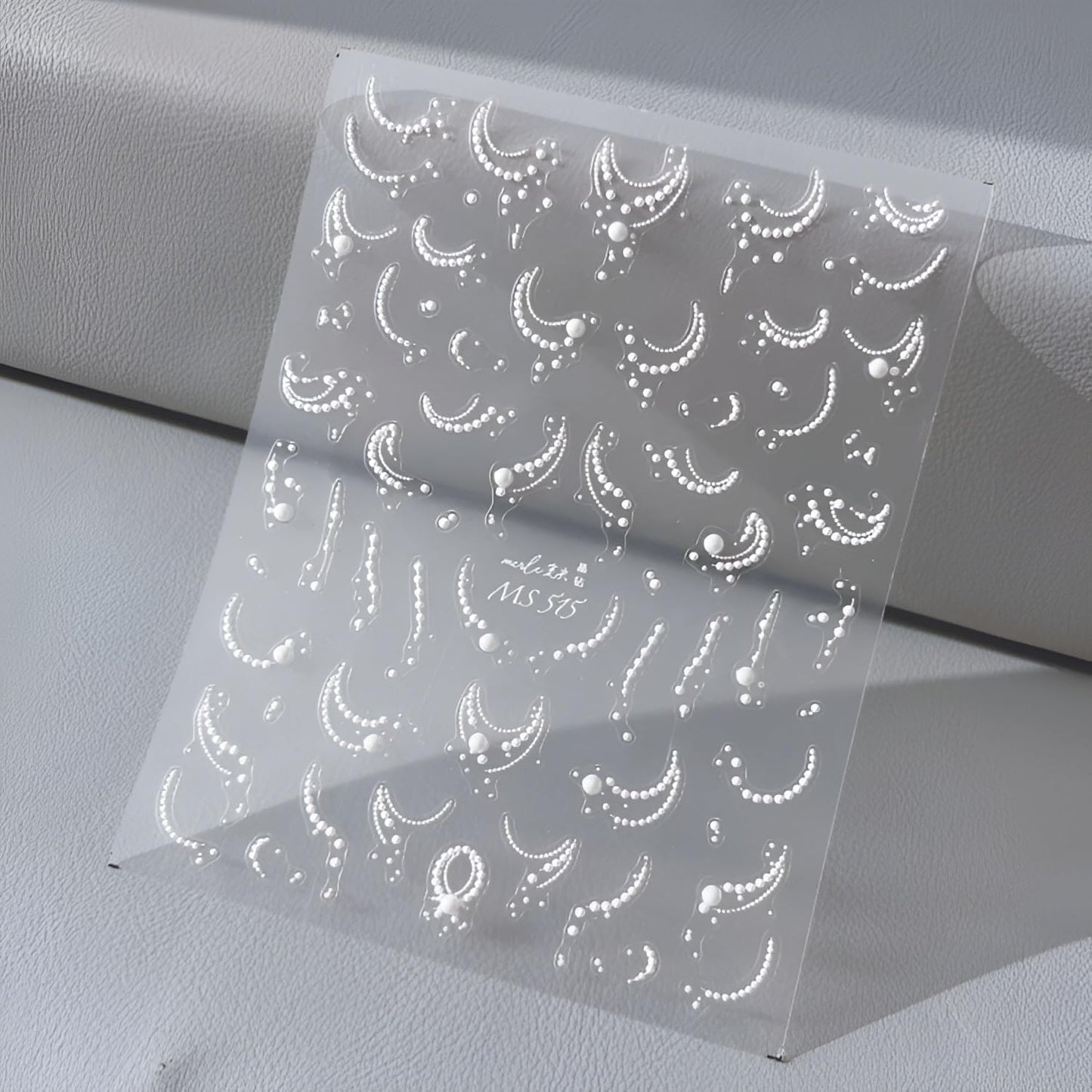 5D Embossed White Pearl Nail Stickers for Nail Art French Tip Nail Art Stickers Self Adhesive White Line Nails Decals Cute Nails Art Supplies for Women Girls