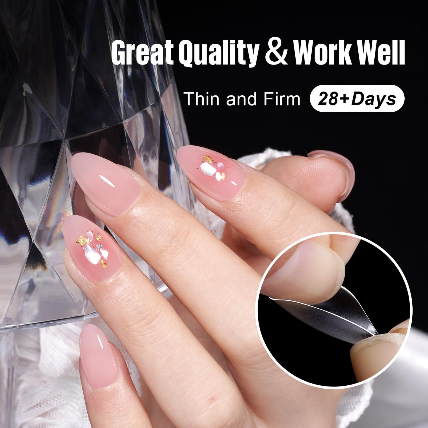 TOMICCA Short Almond Nail Tips,192Pcs Short Nail Tips Fake Nails Acrylic Nail Set, 12Sizes Gel Clear Nails for Nail Extension Home DIY Nail Salon