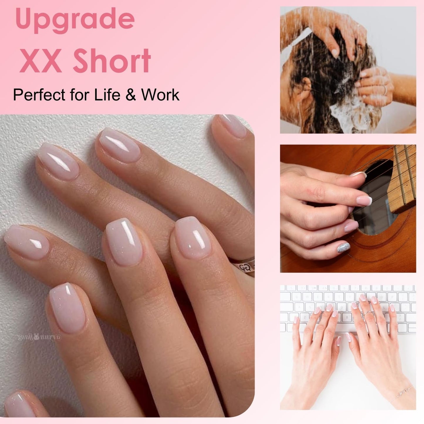 SINOKAME Extra Extra Short Coffin Nail Tips, No File Matte XXS Coffin Soft Gel Fake Nails Full Cover, Petite Nails for Small Regular Nail Beds,Clear Fake Acrylic Nails for Extension,15 Sizes 360Pcs