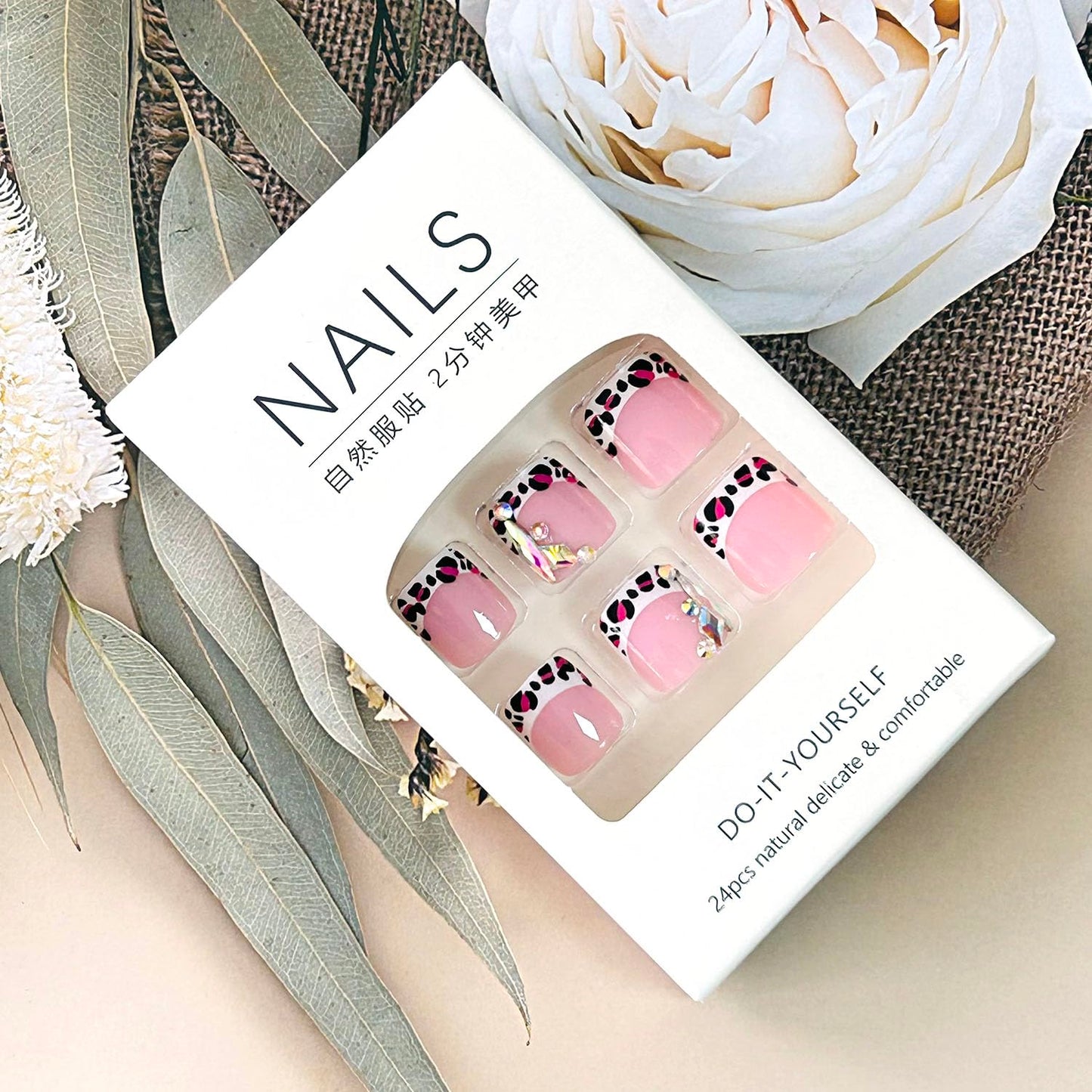 FIEONCIY Press on Toenails with Designs Acrylic Fake Nails for Toe Artificial False Nails with Charms Press on Toe Nails for Spring Summer Stick on Toenails for Women Girls(WSJ2506)