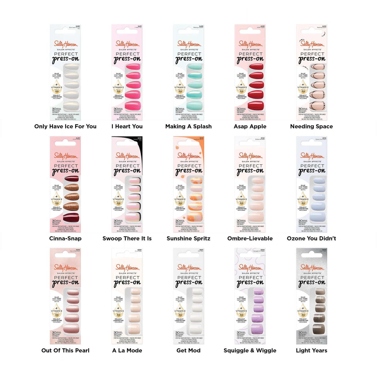Sally Hansen Salon Effects Perfect Press-On Nails | Oval Shape | Easy to Apply, Non-Damaging | 30 Nails, Nail Glue, Adhesive Tabs, File | Out of This Pearl