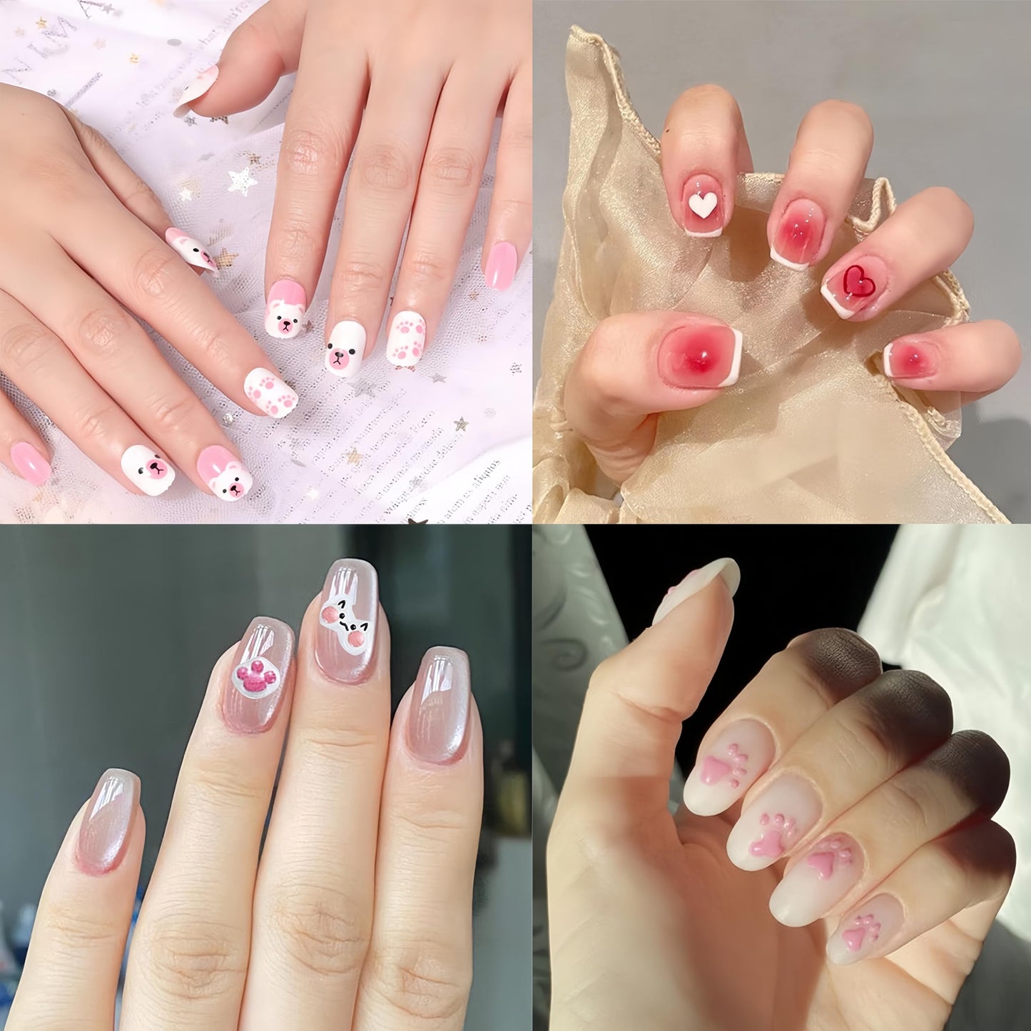 3 Sheets Cute Animal Nail Art Stickers Exquisite Cartoon Animal 5D Self- Adhesive Embossed Nail Decals Cute Puppy Cat Chick Nail Art Designs for Women and Girls Kids DIY Manicure Decorations