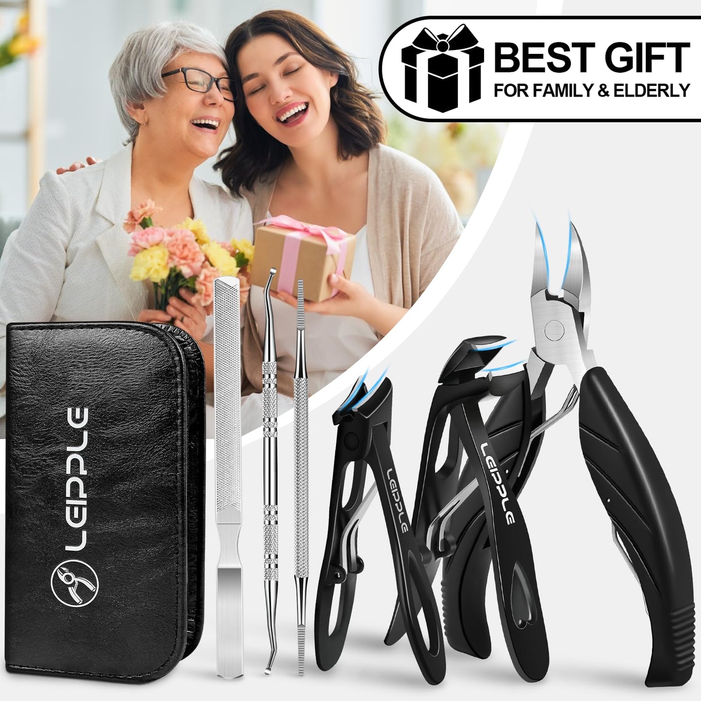 2026 Toenail Clippers for Thick & Ingrown Nails, Professional Nail Clipper Set with Pedicure Tool, Super Sharp Fingernail Cutter with Catcher, Podiatrist Toe Nail Clippers Kit for Seniors, Men & Women