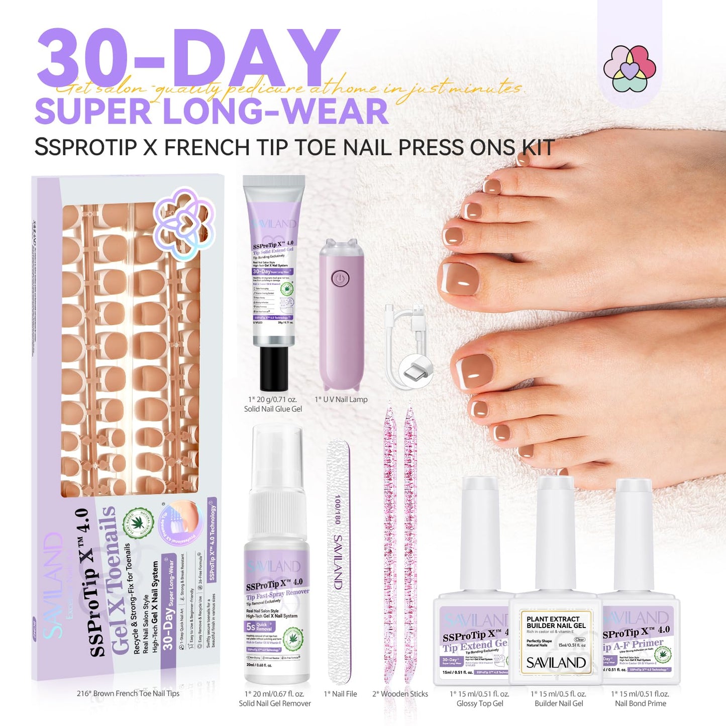 SAVILAND Nail Holder for Painting Nails: 15pcs Strong Magnetic nail stand for Press Ons with Nail Stand Press On Toenails Kit: 216 PCS Everlasting French Tip Press on Nails for 18 Sizes Ultra