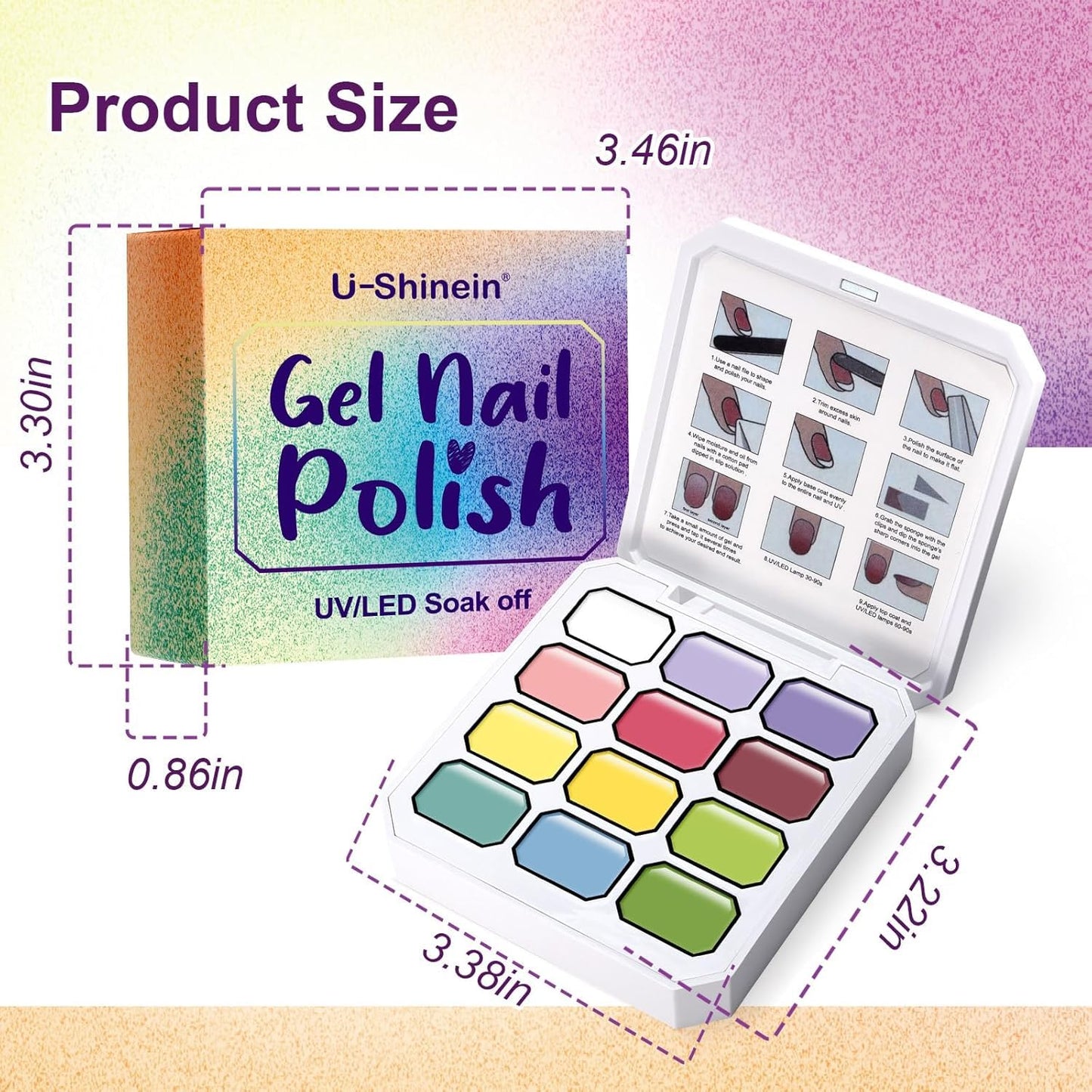 U-Shinein 24 Colors Gradient Nail Gel Palette Set, Hema & TPO Free Bright Nude White Pink Blue Ombre Gel Nail for Pigment Painting Pat Nails Gel Kit, Perfect with Salon Pro DIY Home Nail Art