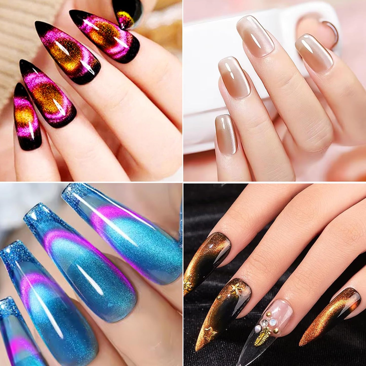 WOKOTO 38Pcs Nail Art Cat Eye Magnet For Nails Gel Polish Magnets Pens For Cat Eye Nail Art Tools Gradient Ombre Design Mini Cube Blocks Cylinder Nail Magnet Magnetic Sticks Tools For Women Nails