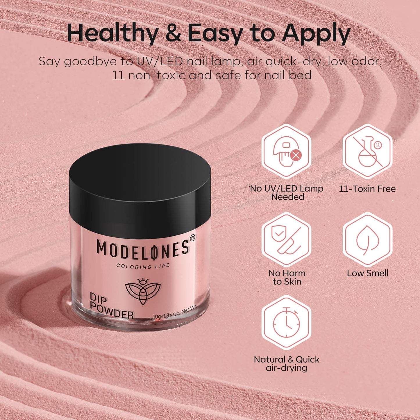 Modelones Dip Powder Nail Kit, 4 Colors Spring Summer Nude Pink Glitter Dipping Starter Set with Liquid and Complete Accessories for French Nails Art Salon DIY at Home Manicure