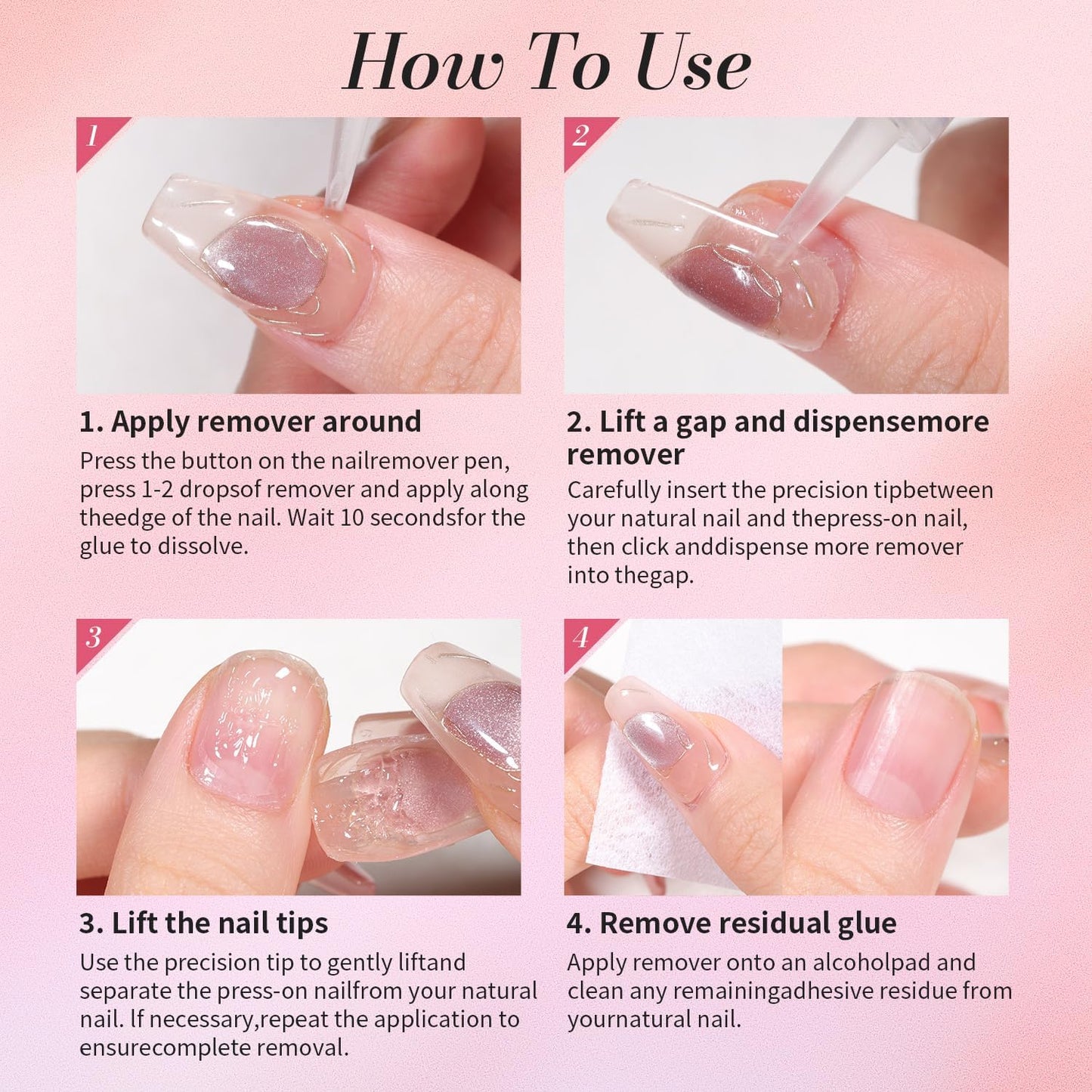 Curvlife 10g Semi Solid Nail Glue Gel with 5ml Nail Glue Remover Pen, No Need for Uv Light, Valentine's Day Gifts Gel Glue for Press On Nails, Click&Remove Pen