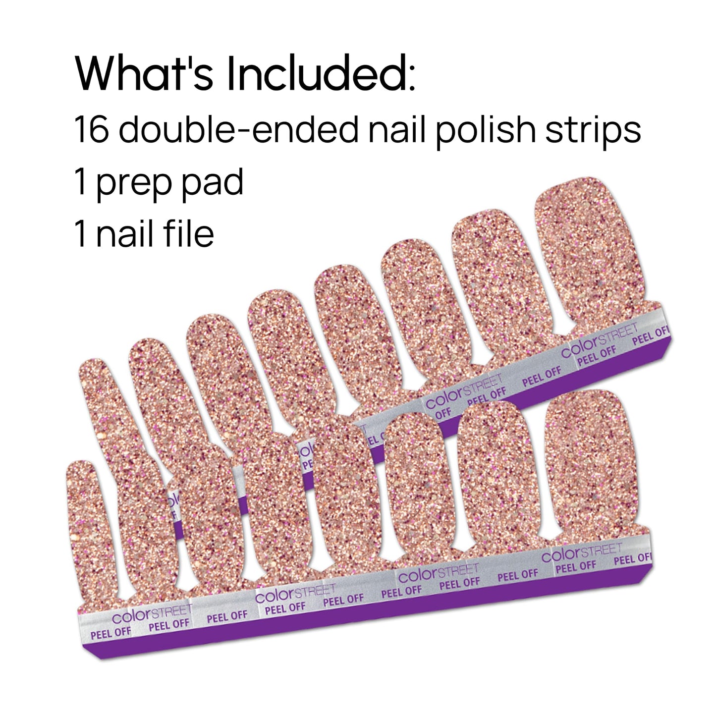 Color Street Tokyo Lights Nail Strips - Glitter Finish with Pink Gold Fuchsia & Holographic Sparkle - 16 Double-Ended Nail Polish Strips for Easy Application -Ideal for a Night Out or Special Occasion