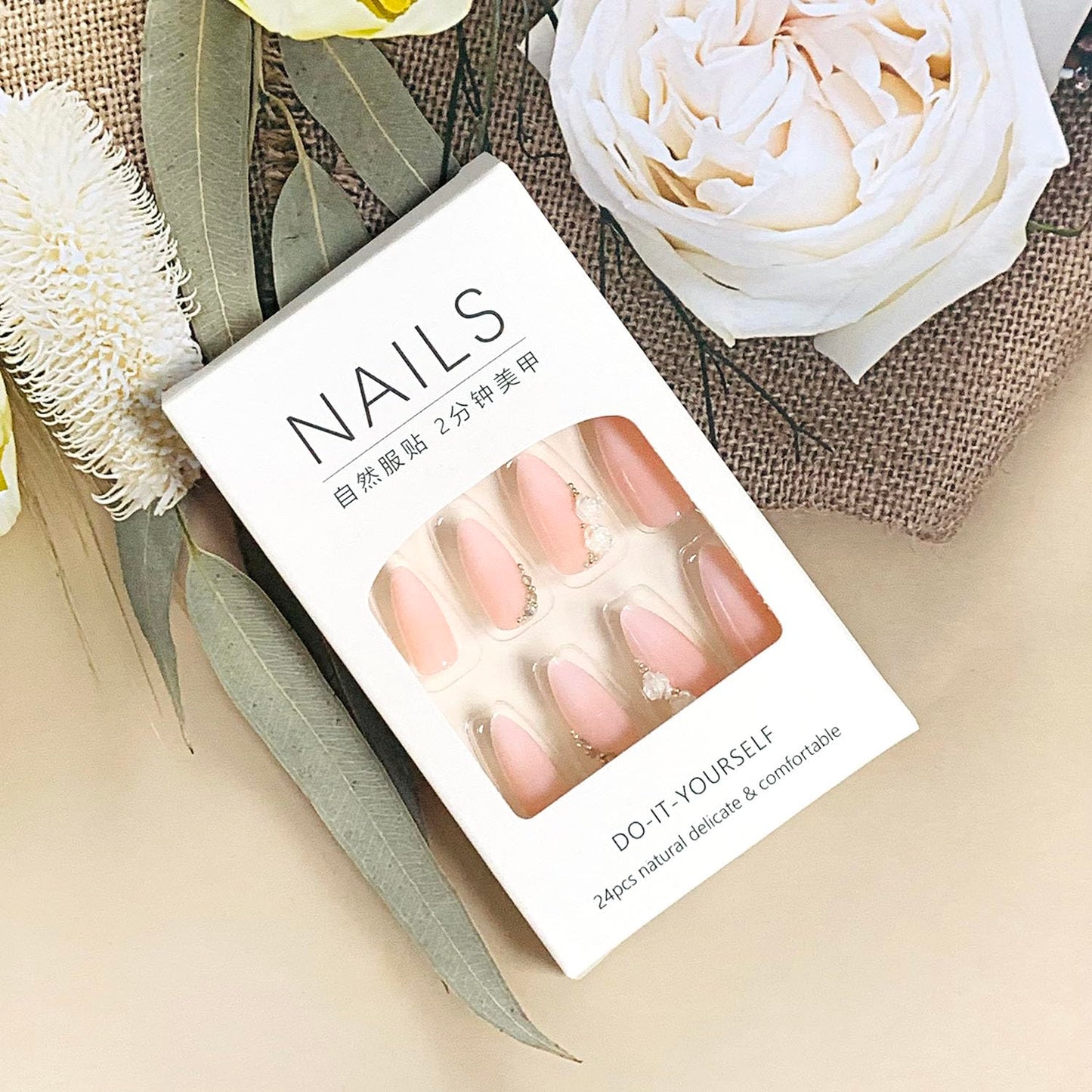 FIEONCIY Press on Almond Nails Short Length Glossy Acrylic Almond Shaped False Nails with Designs Artificial Medium Fake Nails with Charms Glue Stick on Fingernails for Women Girls(WSJ2403)