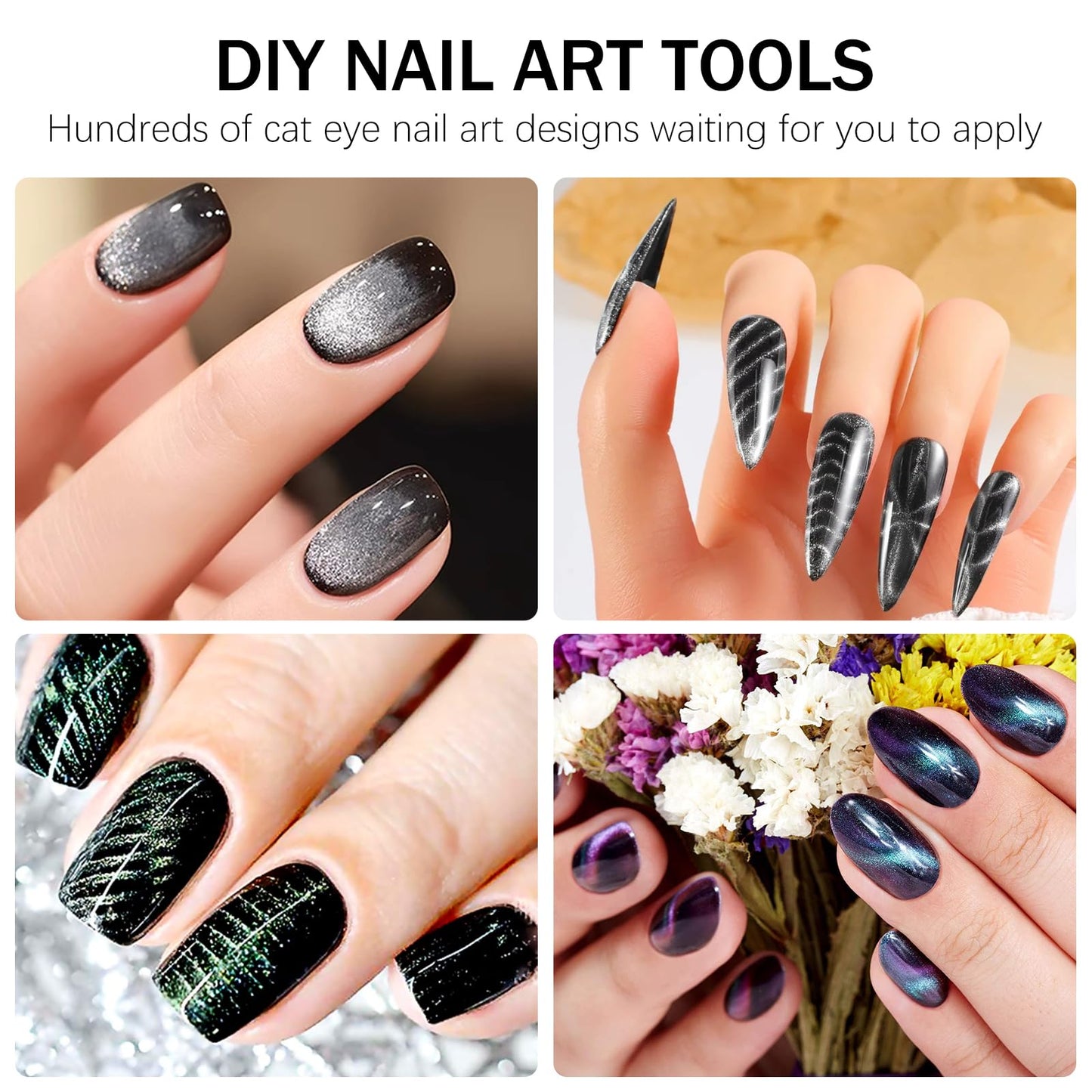 HYWWPFLAY 38 PCS Cat Eye Magnet For Nails Cat Eye Gel Nail Polish Magnet 3 IN 1 Cat Eye Magnetic Nail Polish Wand Multifunctional Nail Art Magnet Manicure Design Tools DIY Salon Accessories