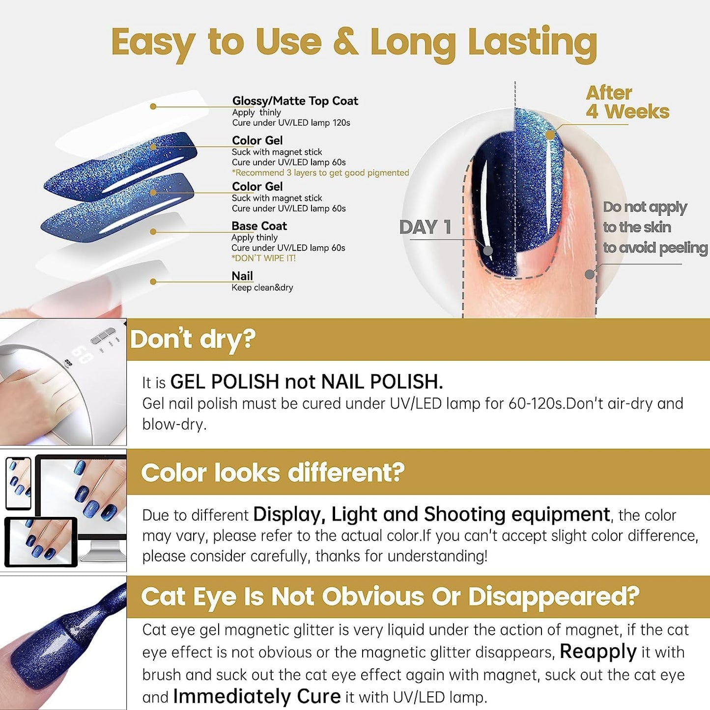 YTD Likomey Cat Eye Gel Nail Polish Set,Summer 8 Colors Crystal Magnetic Glitter with Magnet Stick Kit,Silver Green Blue Black Champagne Gold Brown Plum UV Color Varnish,0.25 Fl Oz 7.5 ml