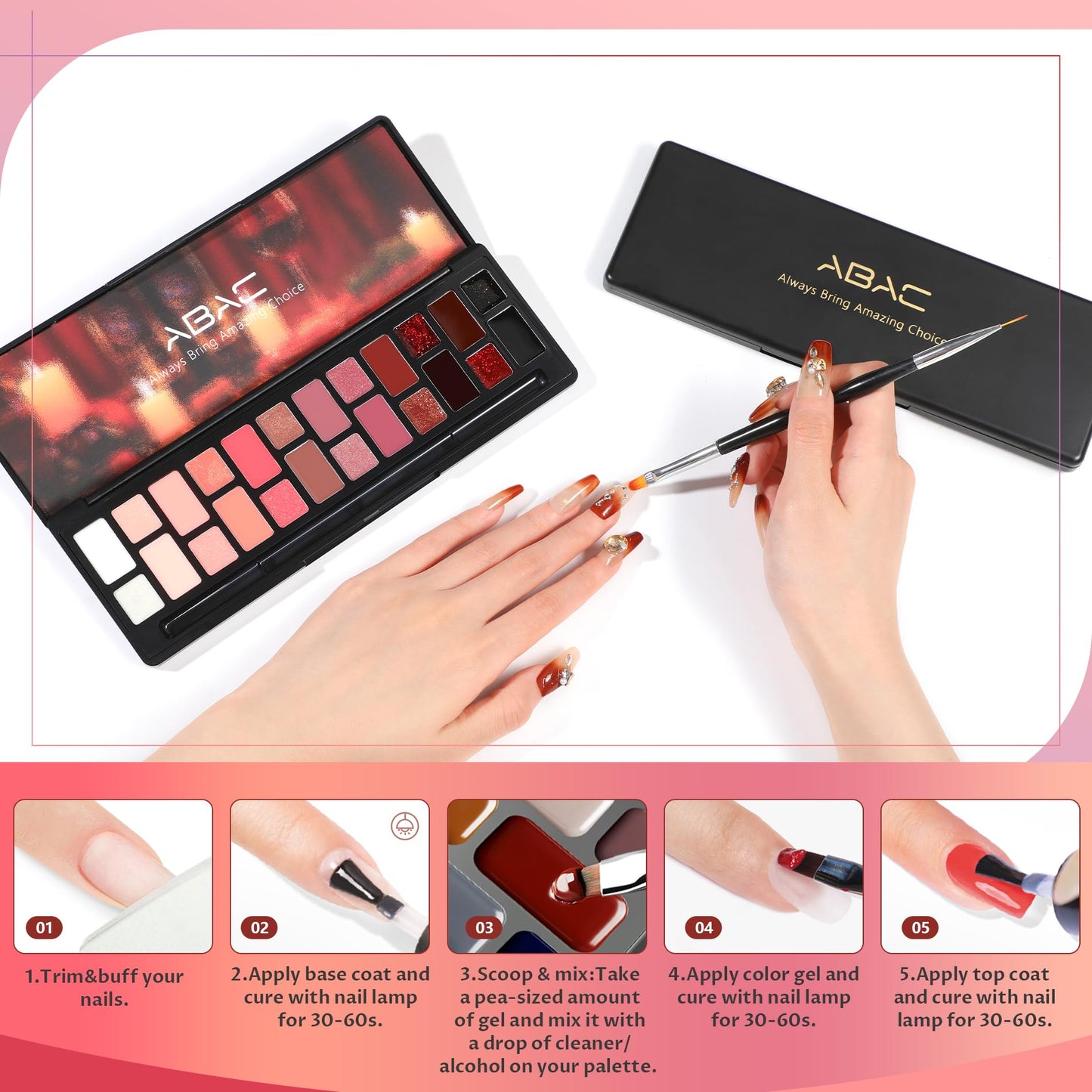 ABAC Solid Jelly Gel Polish Set-24 Colors Hema Free w/Dual Brush - Transparent Neutral Nude Pink & Nude Rich Red Brown Shades,Sheer Long-Lasting Gel Polish Kit(Salon-Quality & Hypoallergenic)