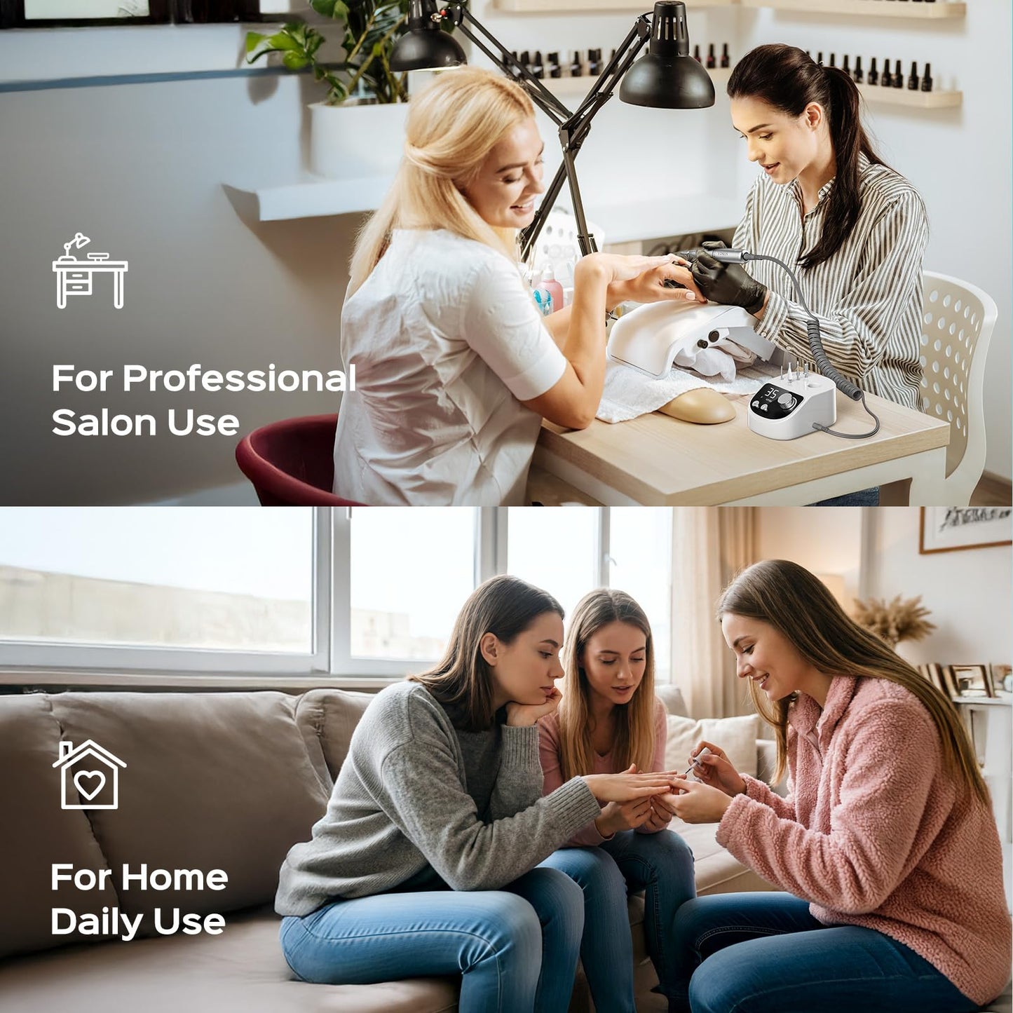 COSLUS E50 Professional Electric Nail Drill: Upgraded Steady Power with LED Display for Acrylics, Gel, Natural Nails - Easy to Use for Women, Nail Art Practice, Desktop Nail File at Home DIY or Salon