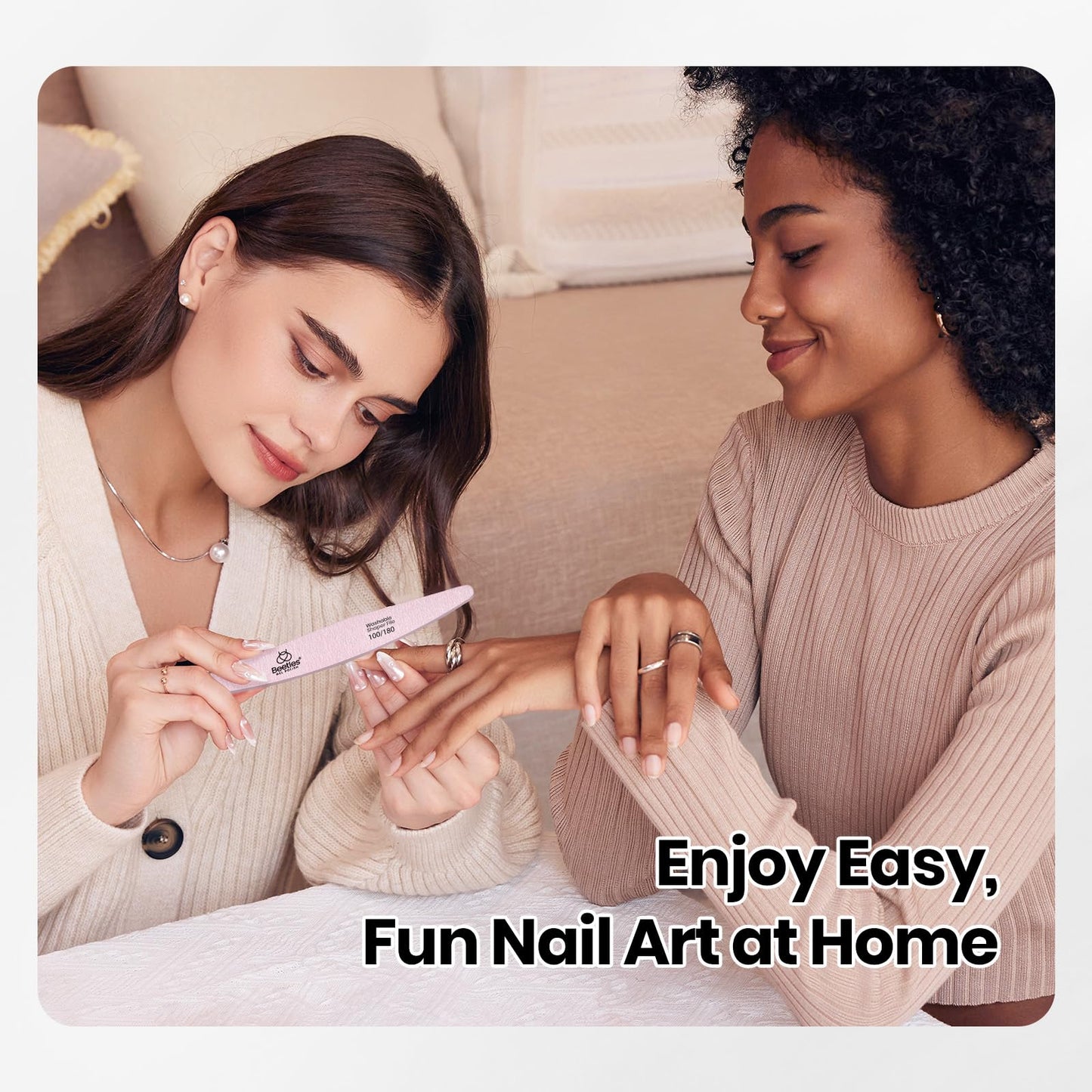 Beetles 2 Colors 10ML HEMA-Free White Black Gel Nail Polish Kit with U V Light, 6 Pcs Gel Polish Set Classic DIY Manicure Kit with Base &Top Coat Nail File Soak Off Home Salon Women Gifts