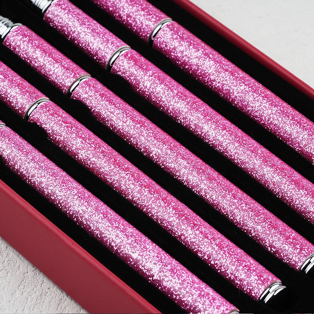 YIHUALE 5 PCS Nail Art Brush Set, Nylon Bristles and Alloy Handle, French Clean-Up, Detail Liner, Builder & Gel Brushes for Salon Home DIY Use (Pink)