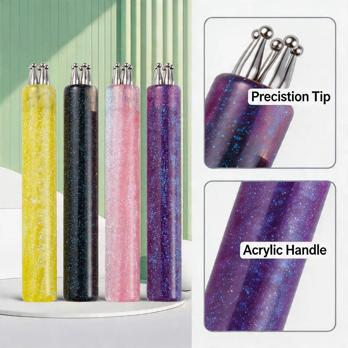 5 Petal Flower Nail Dotting Pen, Flower Dotting Tools Nail Art, Nail Art Dotting Tools, Flowers Design Tool,1.8mm Fine Tip Rhinestone Pickers for DIY Nail Art for Beginner Enthusiast Women (4 PCS Mix)