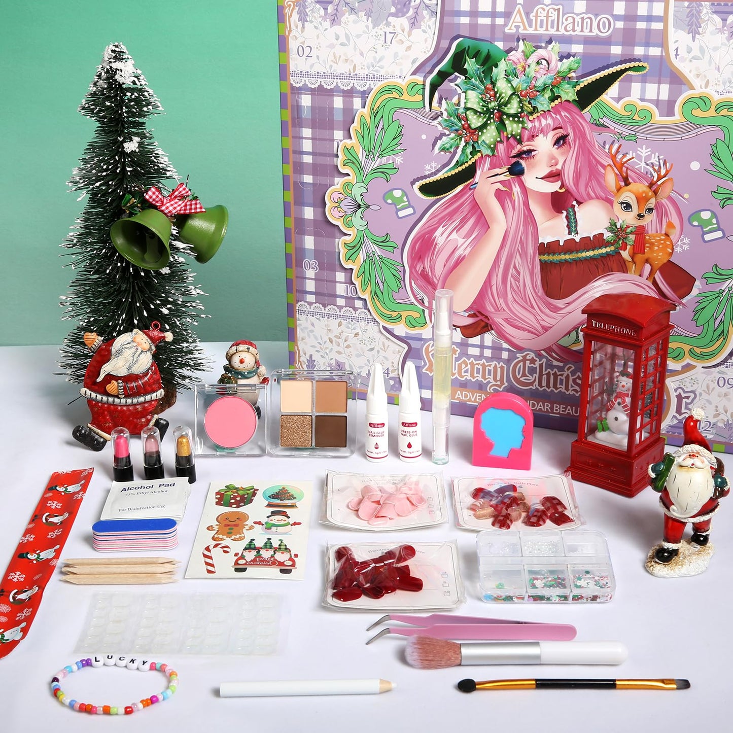 Makeup Advent Calendar 2026 Teens Girl, 24 Days Christmas Countdown Face Eyes Lip Nail Beauty Advent Calendar for Girls Women, 24 Pcs Xmas Holiday Makeup Gifts Sets, Festival Surprise Full Makeup Kits
