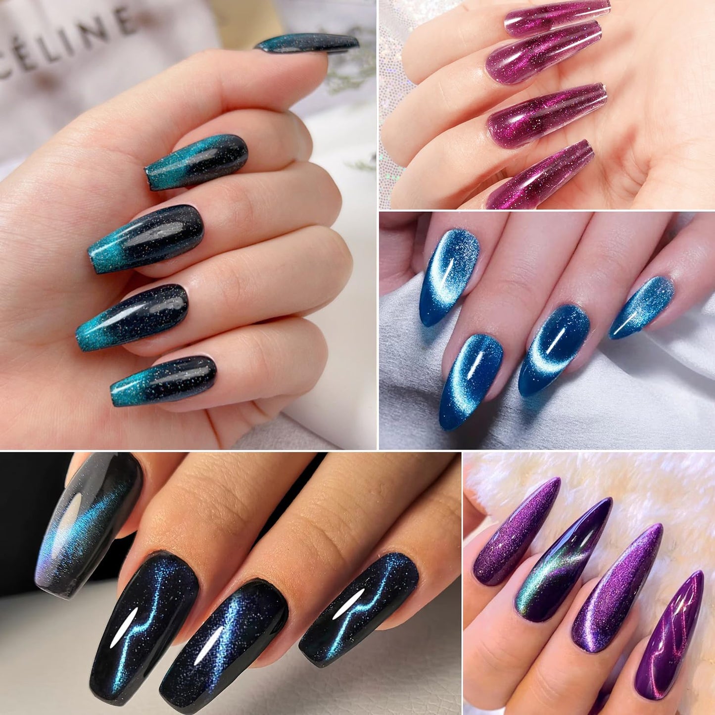 DANNEASY 55pcs Cat Eye Magnet for Nails, Cat Eye Gel Nail Polish Magnet Kit, Strong Magnetic Nail Polish Tools, Cat Eye Nail Art Magnet for Salon & Home DIY Nail Accessories
