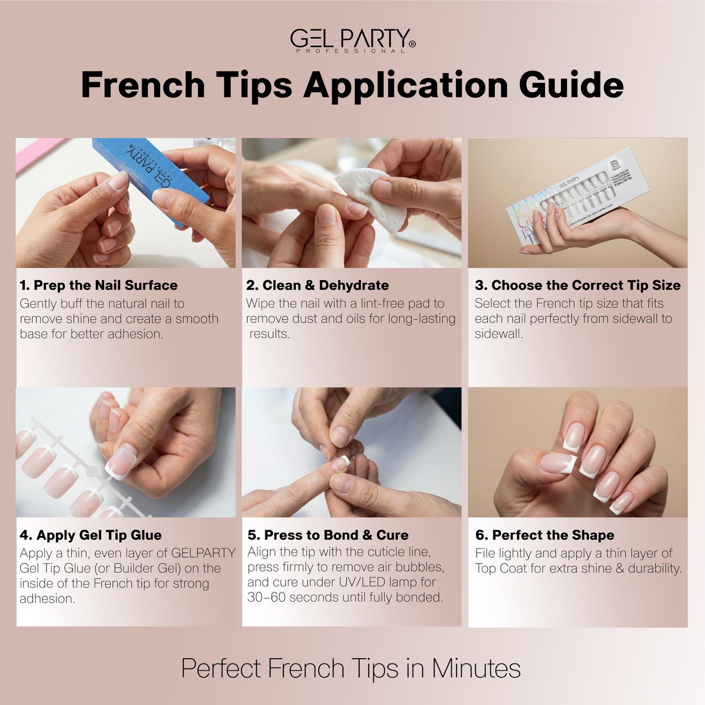 GELPARTY Soft Gel French Nail Tips – 150pcs, 15 Sizes, Pre-Shaped Nude Short Almond & Classic French Tips, Professional DIY Manicure, Long-Lasting & Easy Application