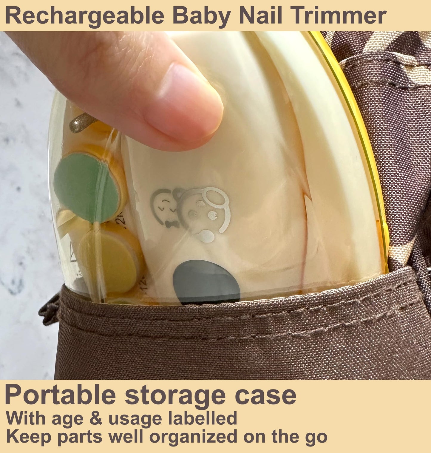 Royal Angels Rechargeable 22 in 1 Baby Nail Trimmer with LCD Display, Labeled Case, 13 Extra Pads, Safe Quiet LED Light Electric Baby Nail File Kit for Newborns Toddlers (Mango)