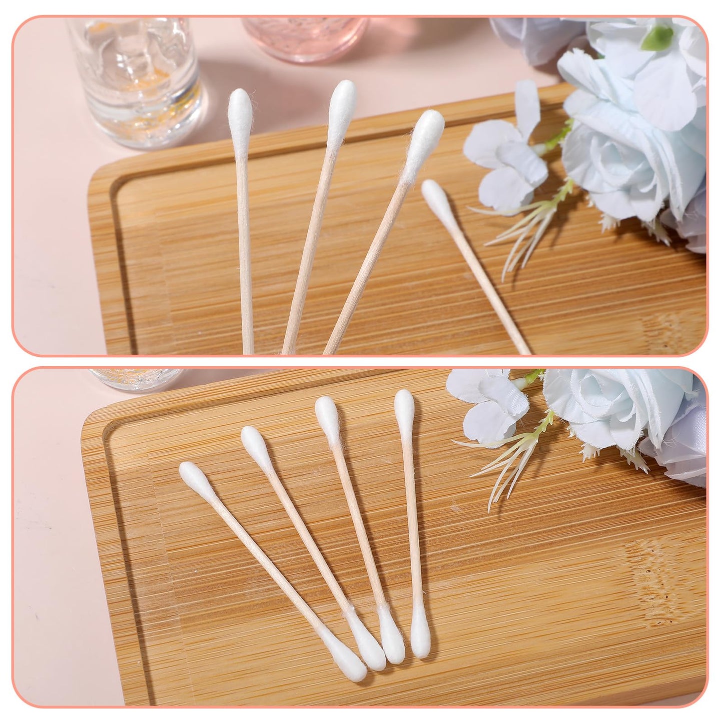 100 Pack Wedding Bathroom Basket Supplies Essentials for Guests - Travel Cleaning Kit for Hotels with Bamboo Cotton Swabs, Nail File, Makeup Pads, Dental Floss