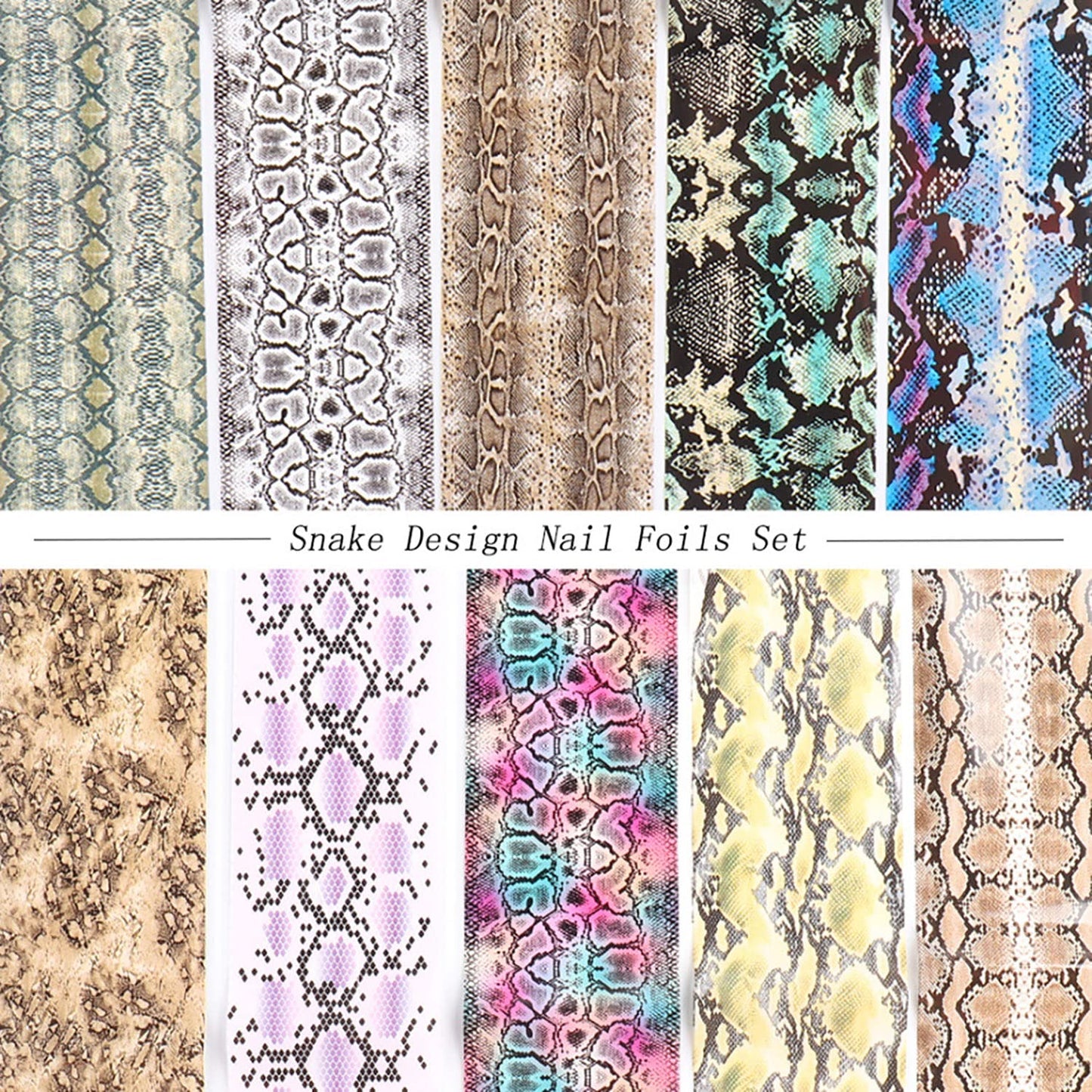 Holographic Nail Foil Stickers: Snake Print, Starry Sky Decals - Python Skin Nails Supplies for Transfer Glue Manicure