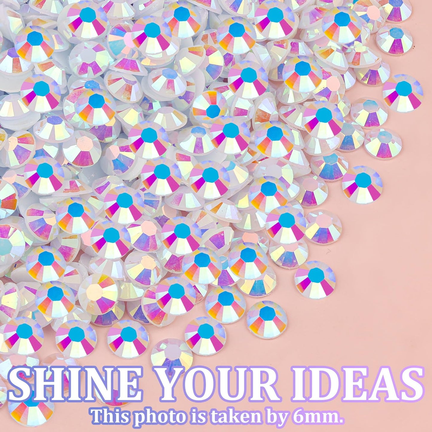 25000Pcs Resin Jelly Rhinestones for Crafting, White AB 2-6mm Mixed Sizes Non Hotfix Flatback Gems, Bedazzling Crystal for DIY Crafts Clothing Tumblers Mugs Shoes Fabric Nail Art