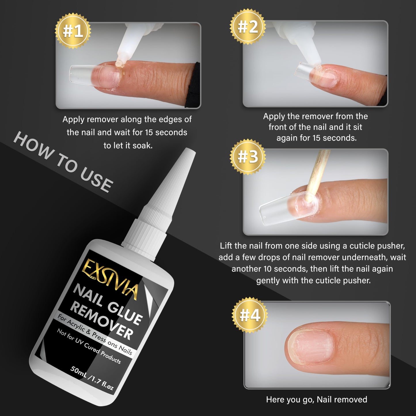 Super Strong 2nd Generation Nail Glue (10ml) & Acetone-Free Remover (50ml) with Cuticle Pushers, Essential Press-On Nail Kit, Quick Dry, Long-Lasting Bond, No UV Lamp Needed