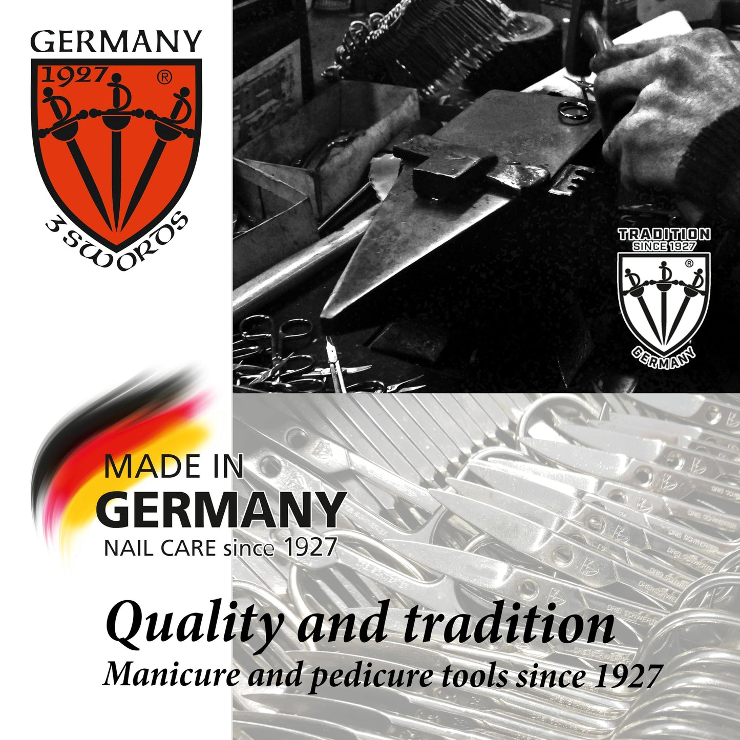 3 Swords Germany - brand quality 8 piece manicure pedicure grooming kit set for professional finger & toe nail care scissors file clipper fashion leather case in gift box, Made by 3 Swords (09218)