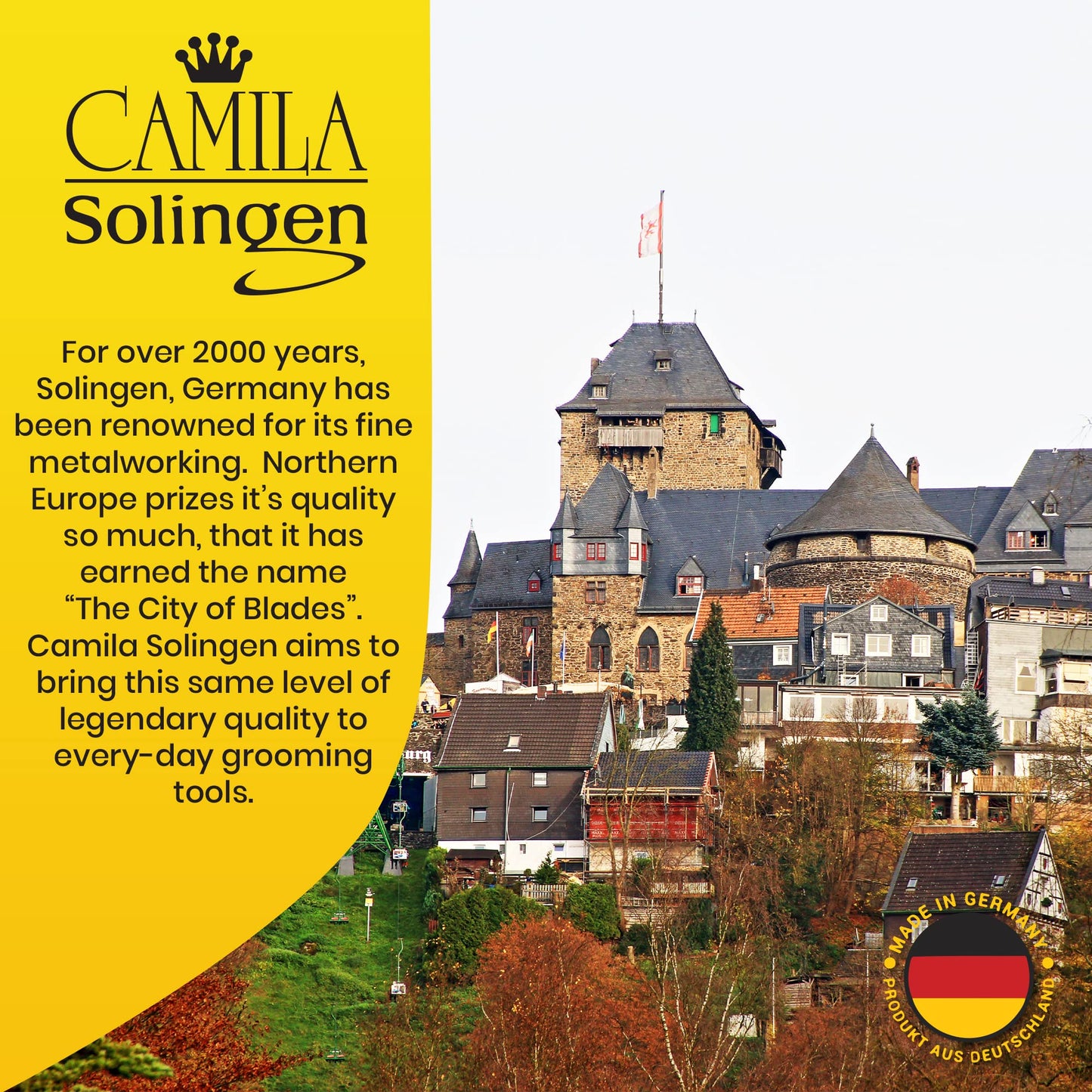 Camila Solingen CS05 Professional Nail Cuticle Scissors, Hypoallergenic Gold Plated Sharp Curved Manicure Pedicure Grooming for Finger and Toe Nail Care. Made of Carbon Steel in Solingen, Germany