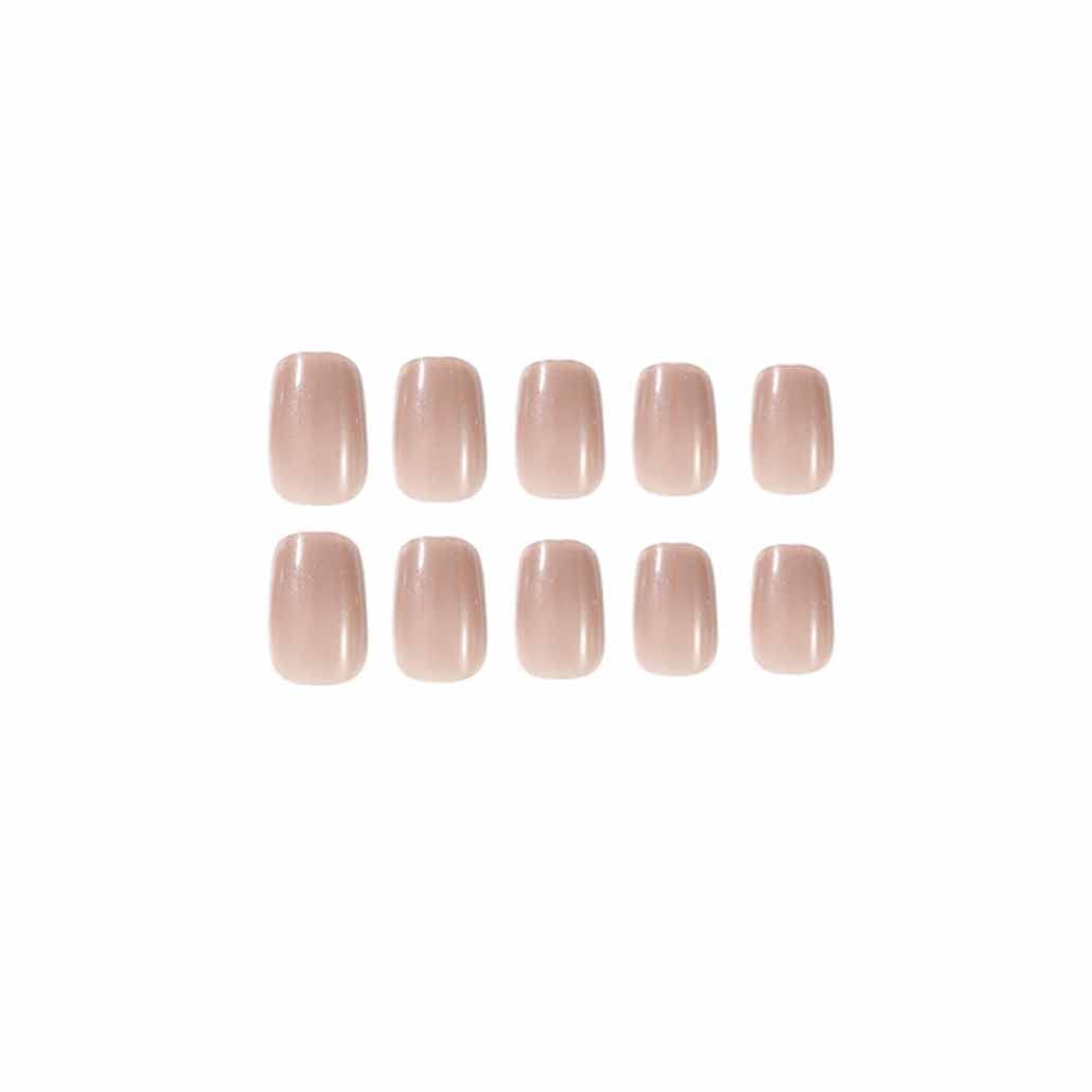 Foccna Nude Fake Nails Square Press on Nails Daily Wear Artificail Nails Acrylic Full Cover Shiny False Nails Tips for Women and Girls 24 pcs