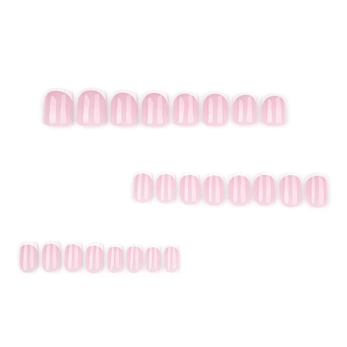 CTTHNBD Press on Nails Short - Square Fake Nails - White French Tip False Nails Press ons - for Women 24 Pcs