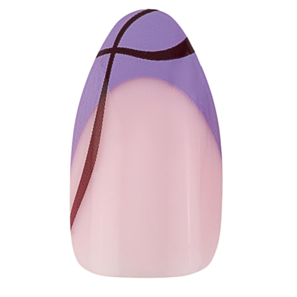 PaintLab Press-On Nails Manicure Kit, Multi Tie - Almond, 24-Piece Set, Long-Lasting Fake Nails with Glue, File, Prep Pad & Cuticle Stick