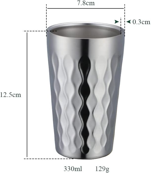 10oz Stainless Steel Cup Set, 2Pcs Double Wall Metal Cup，Vacuum Stackable Insulated Portable Drinking Tumblers Unbreakable Glasses，for Home Outdoor Restaurant(Silver)